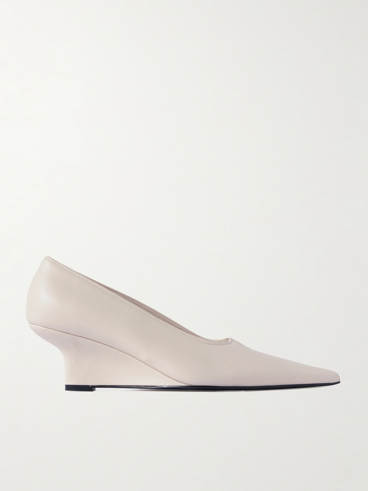 Totême Leather Wedge Pumps In White