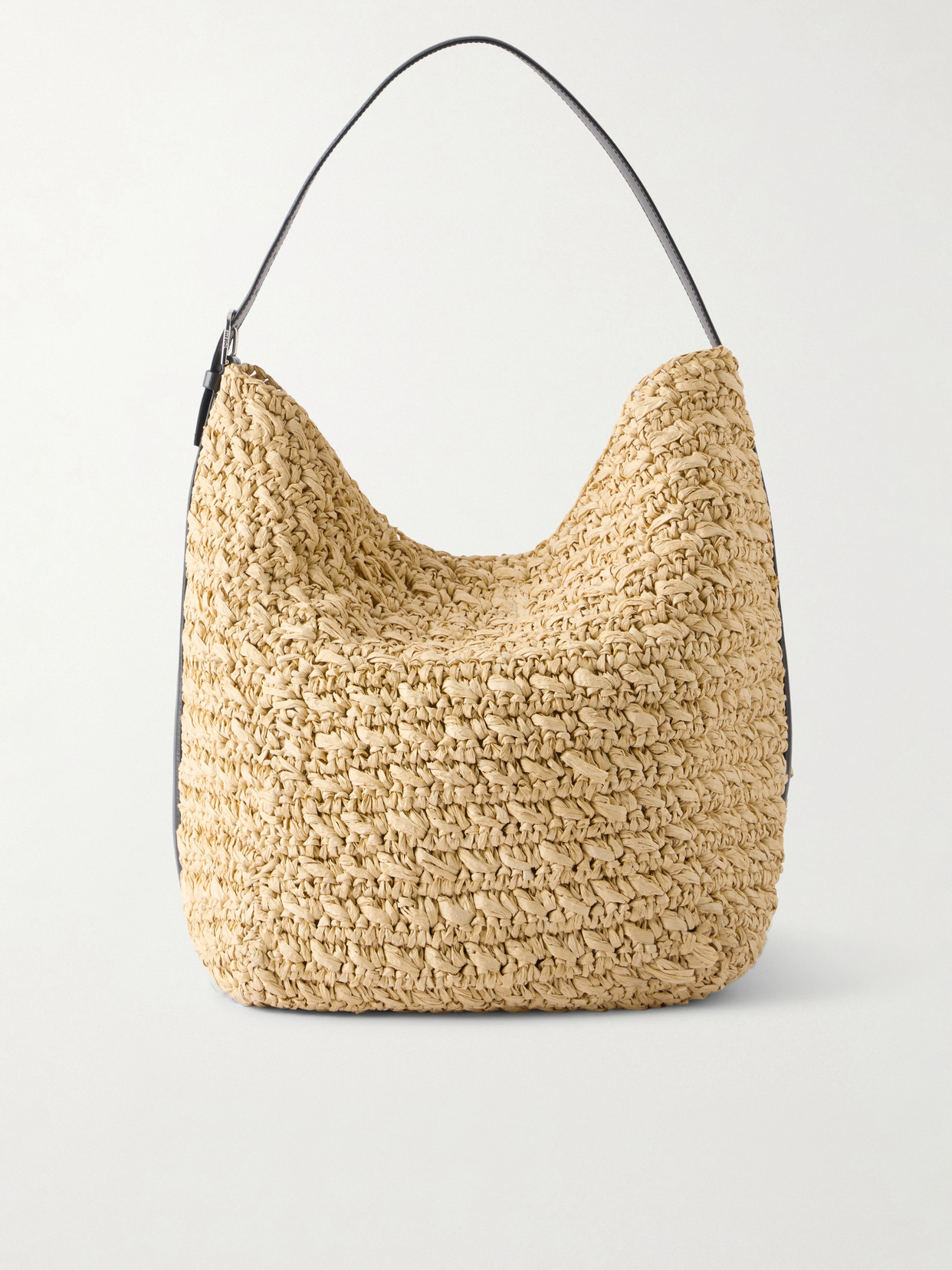Totême Leather-trimmed Raffia Shoulder Bag In Neutral