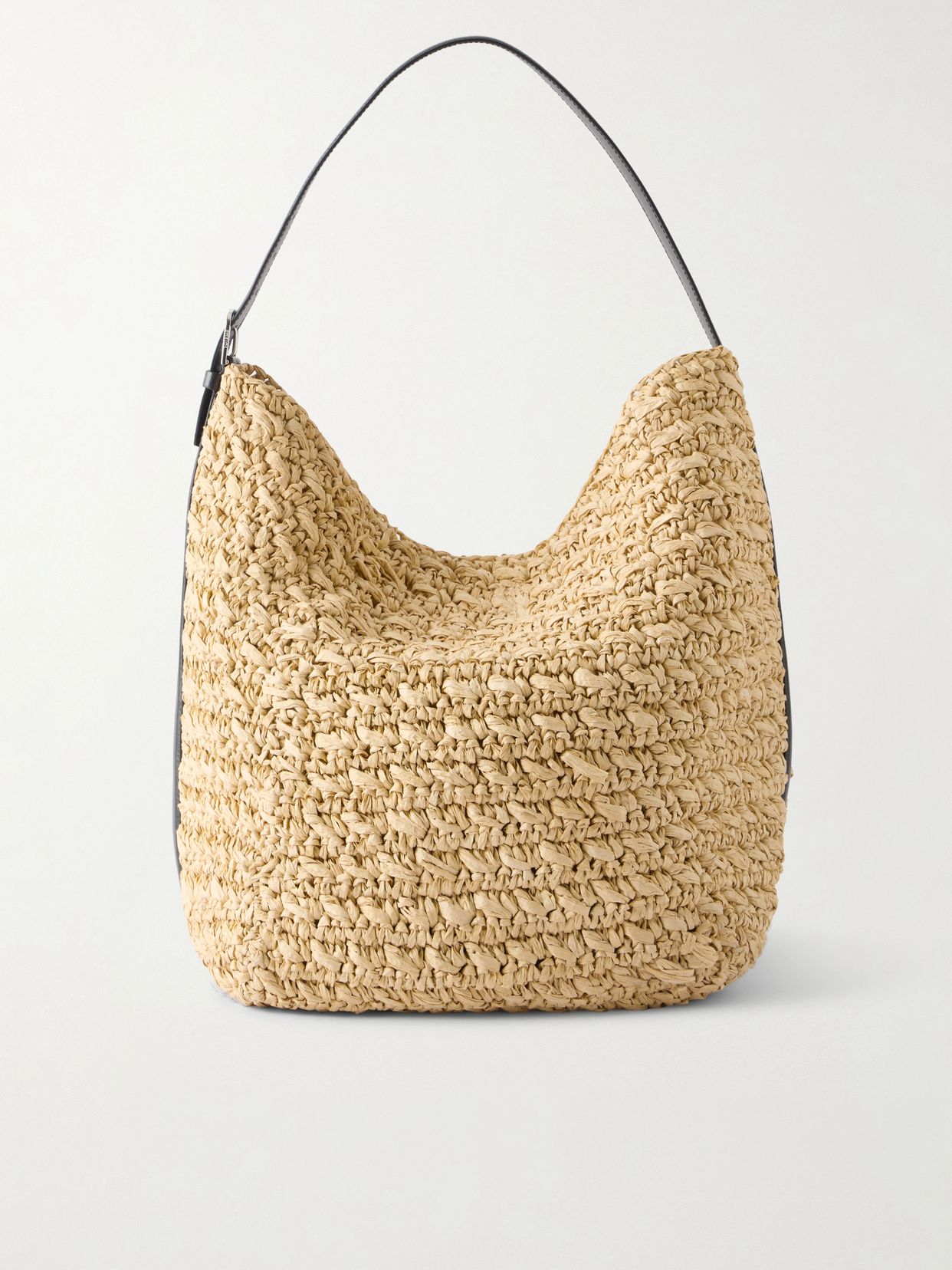 Toteme Leather Trimmed Raffia Shoulder Bag
