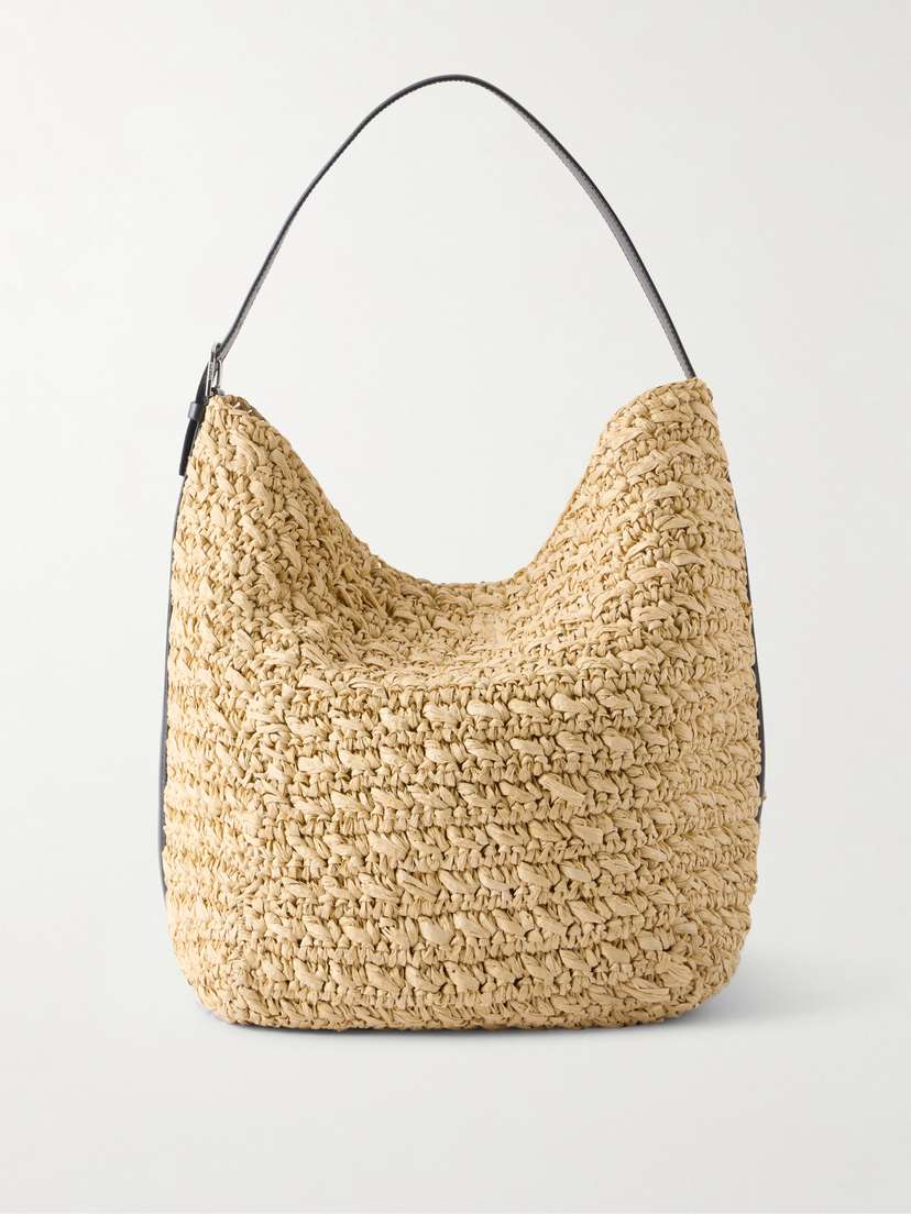 TOTEME Leather-trimmed Raffia Shoulder Bag