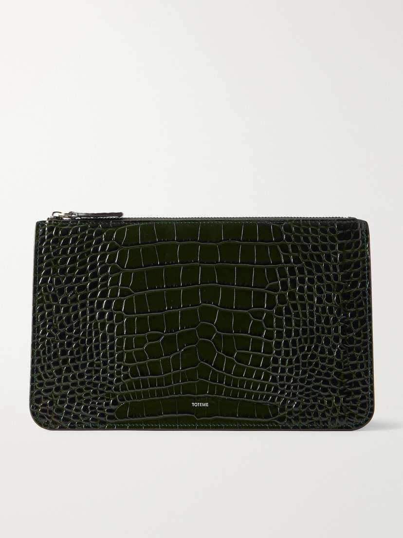 TOTEME Threefold Croco-embossed Leather Clutch