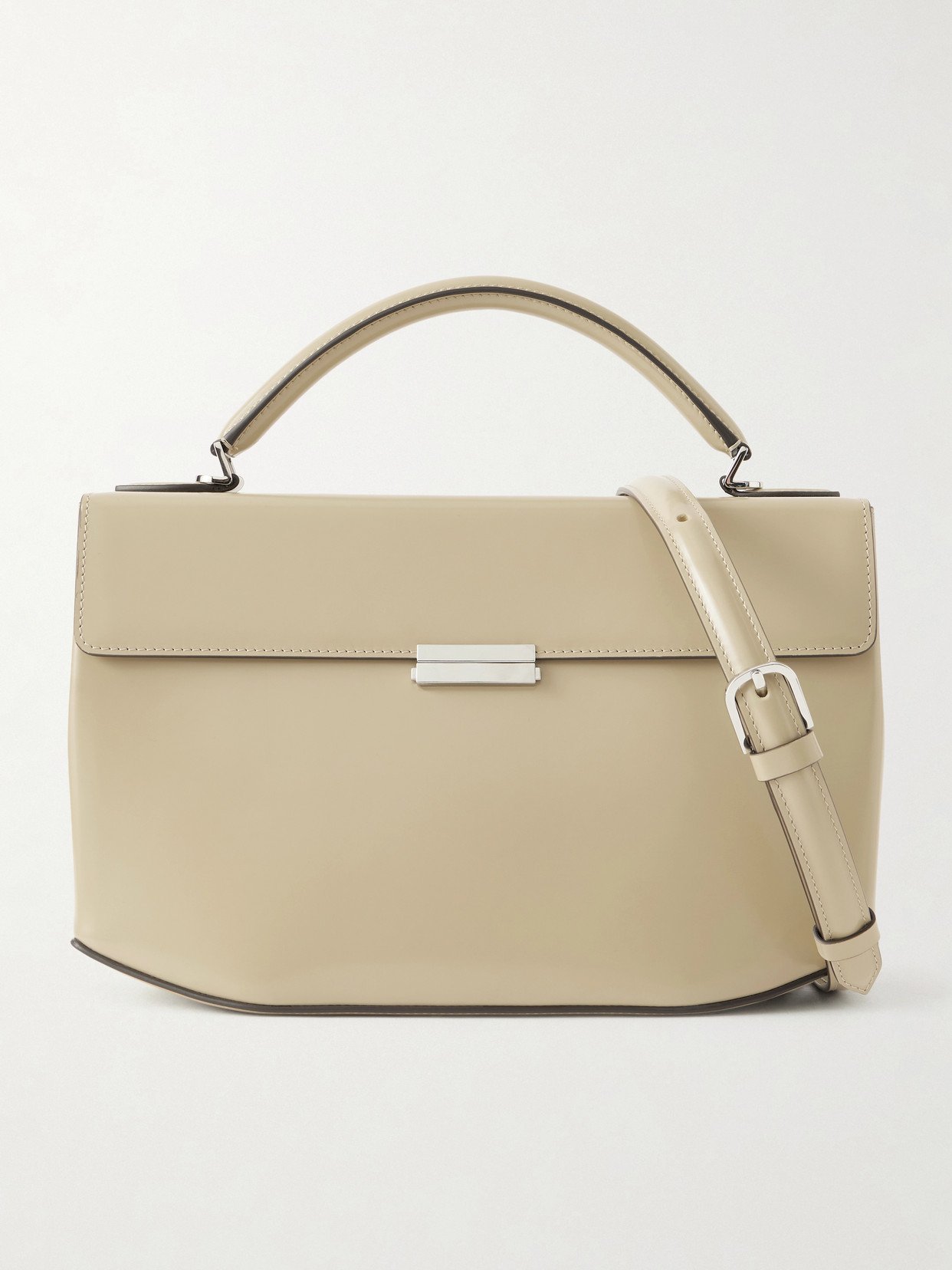 Totême Box Leather Shoulder Bag In Neutral