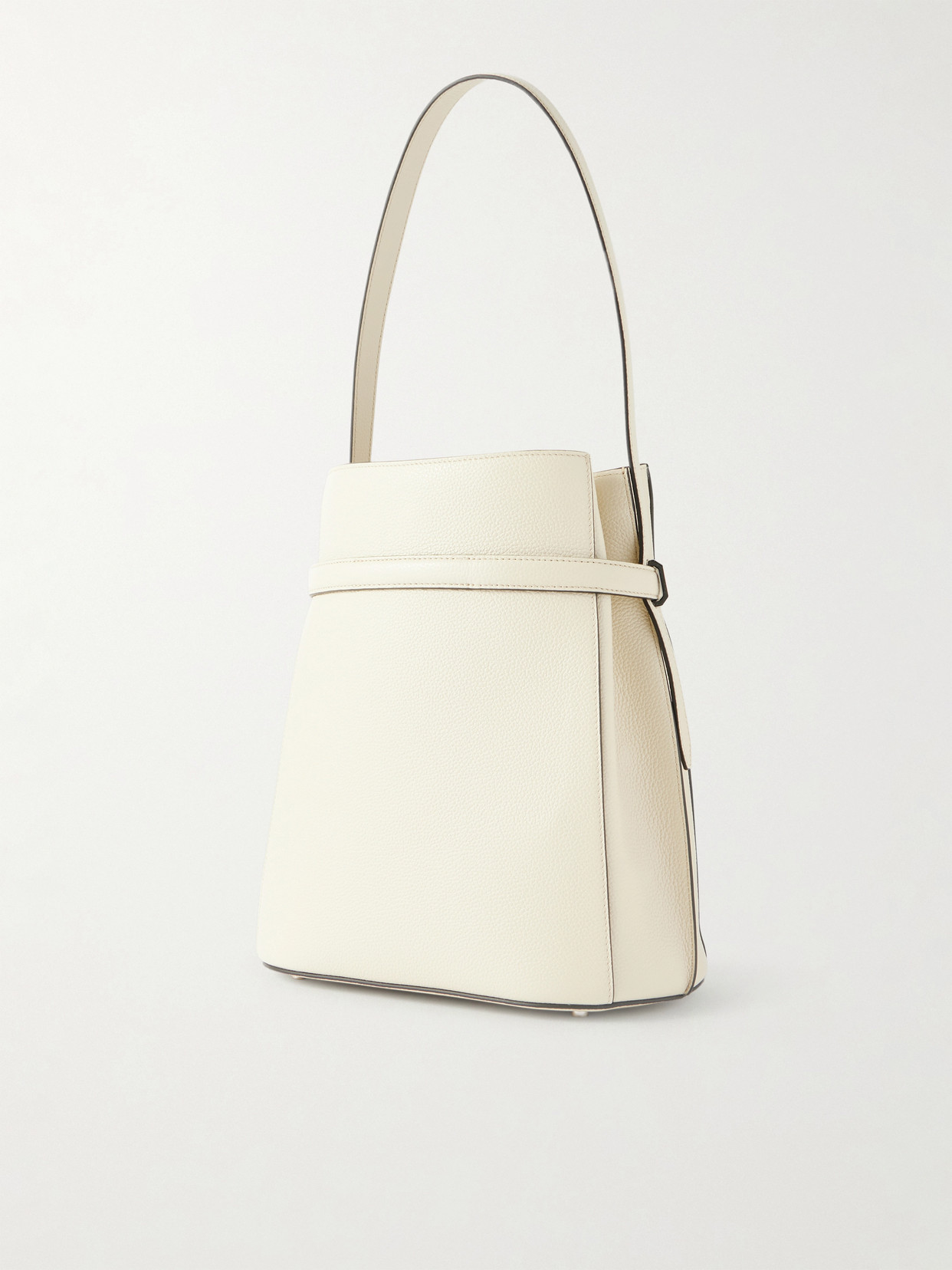 Belted Textured-Leather Tote