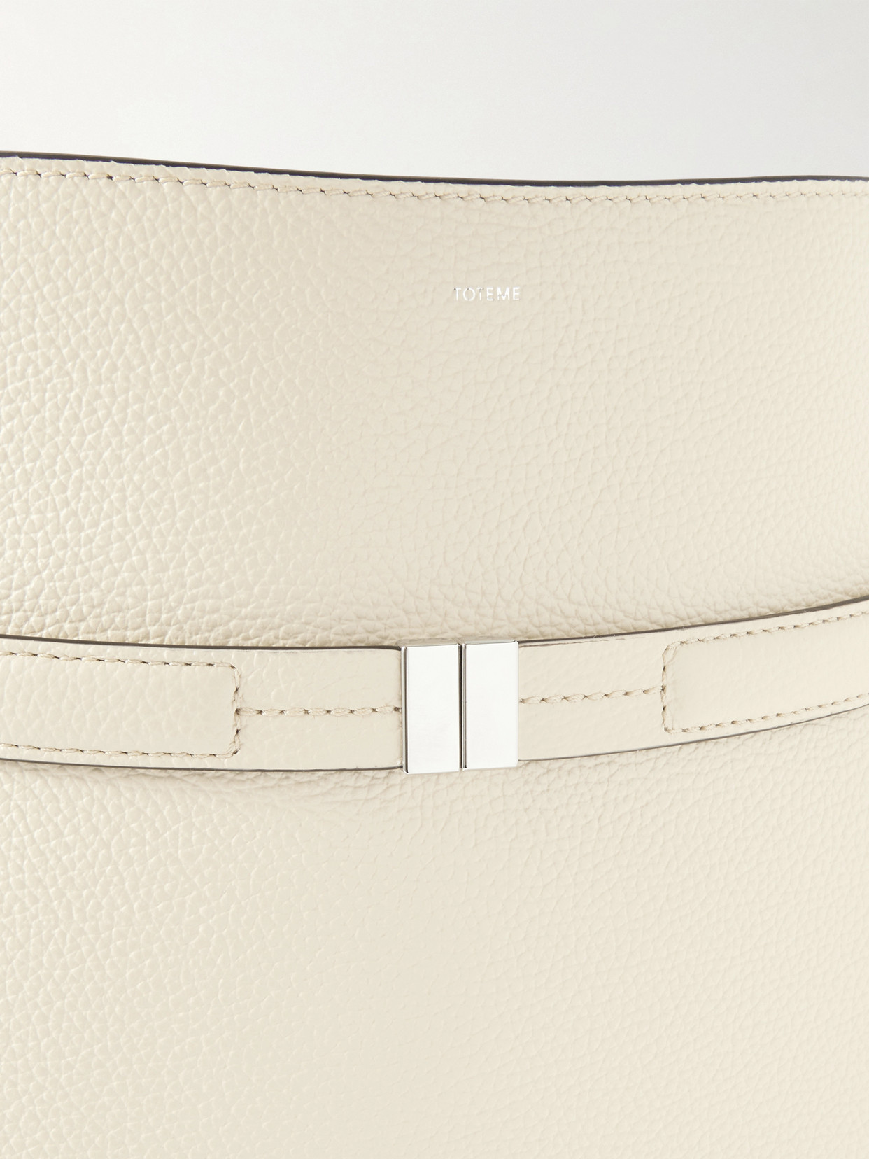 Belted Textured-Leather Tote