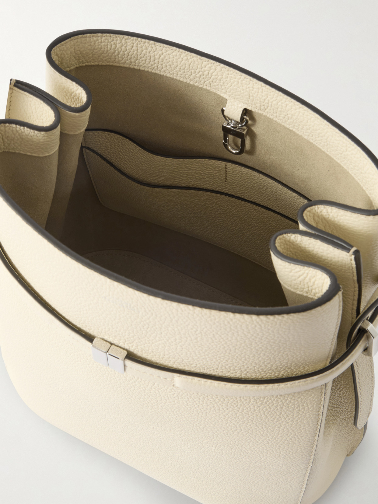 Belted Textured-Leather Tote