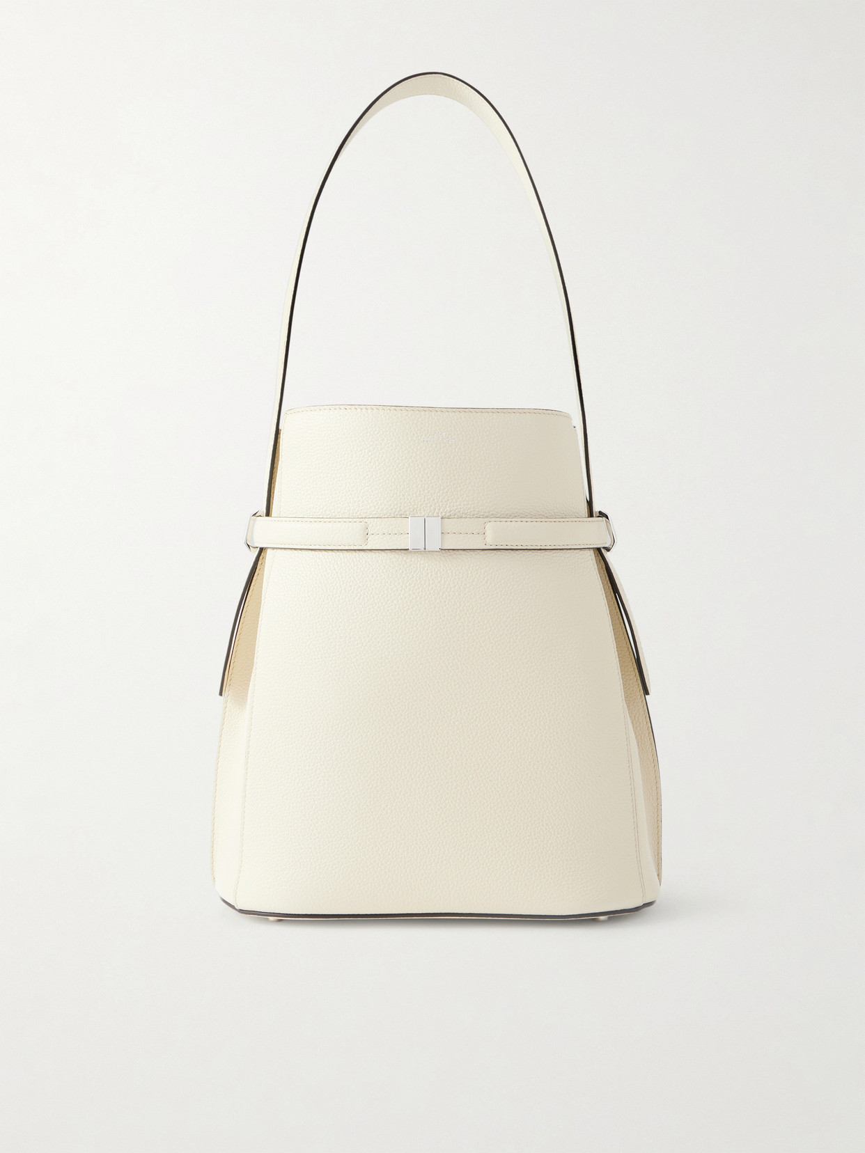 Totême Belted Textured-leather Tote In White