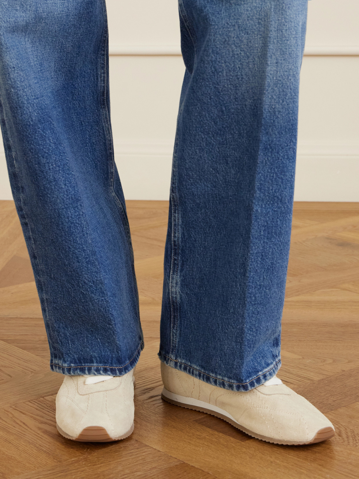 Totême Flex Suede Sneakers Stone In Multi