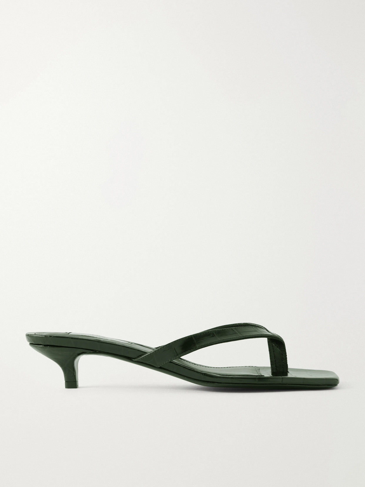 Totême Croc-effect Leather Sandals In Green