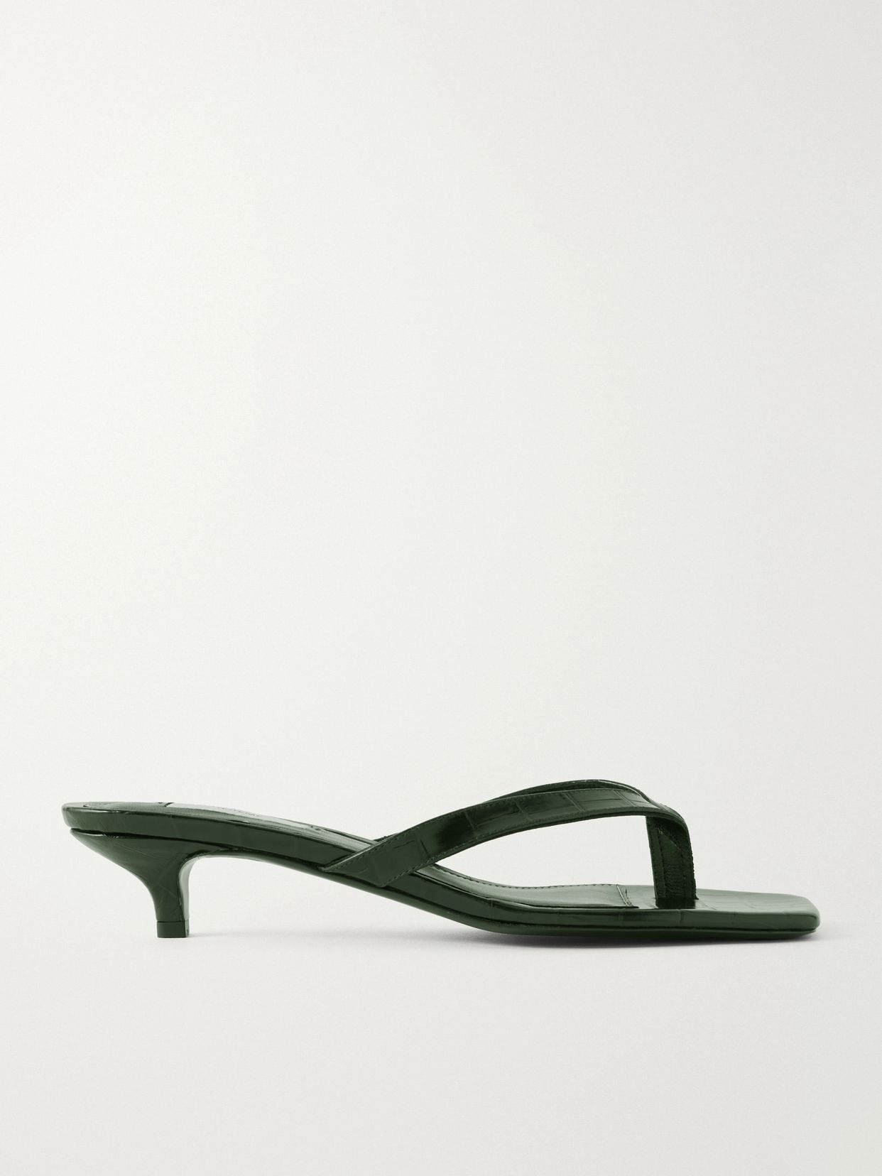 Croc-effect leather sandals