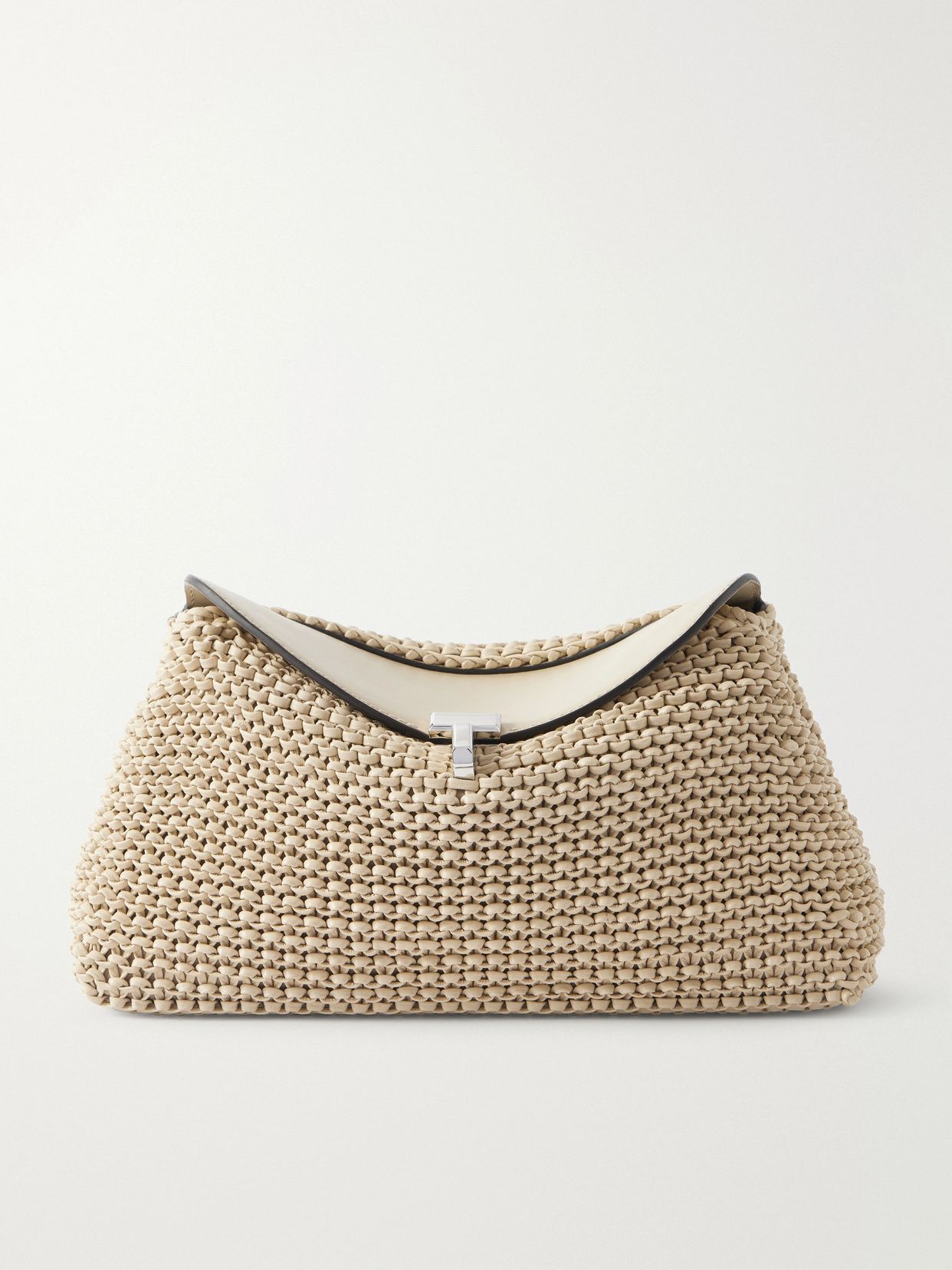 t lock woven leather clutch