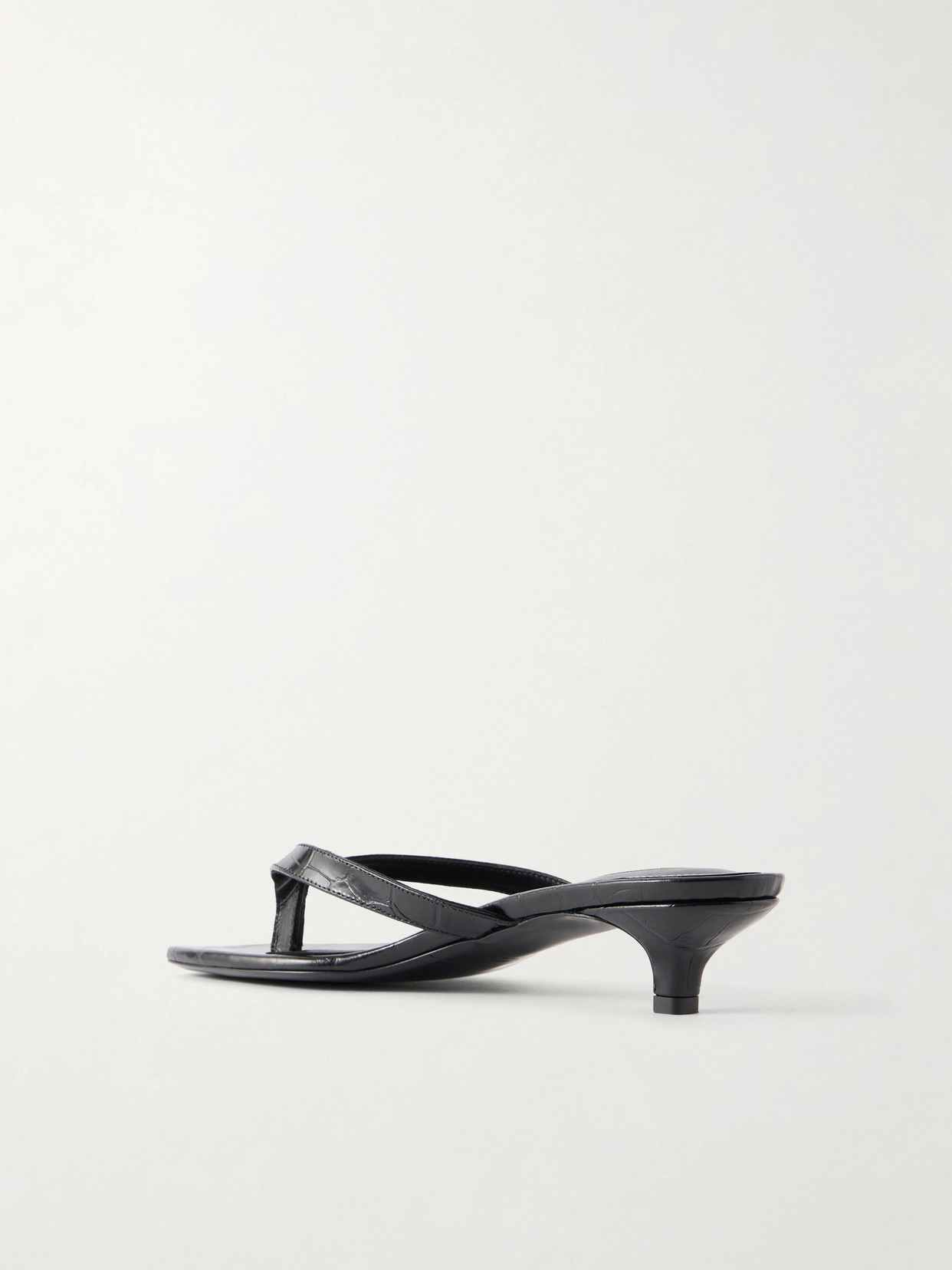 Croc-Effect Leather Thong Sandals