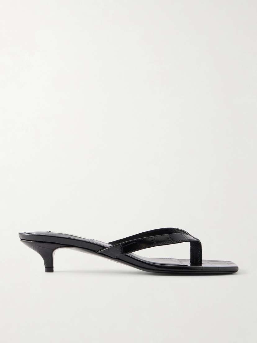TOTEME Croc-effect Leather Thong Sandals