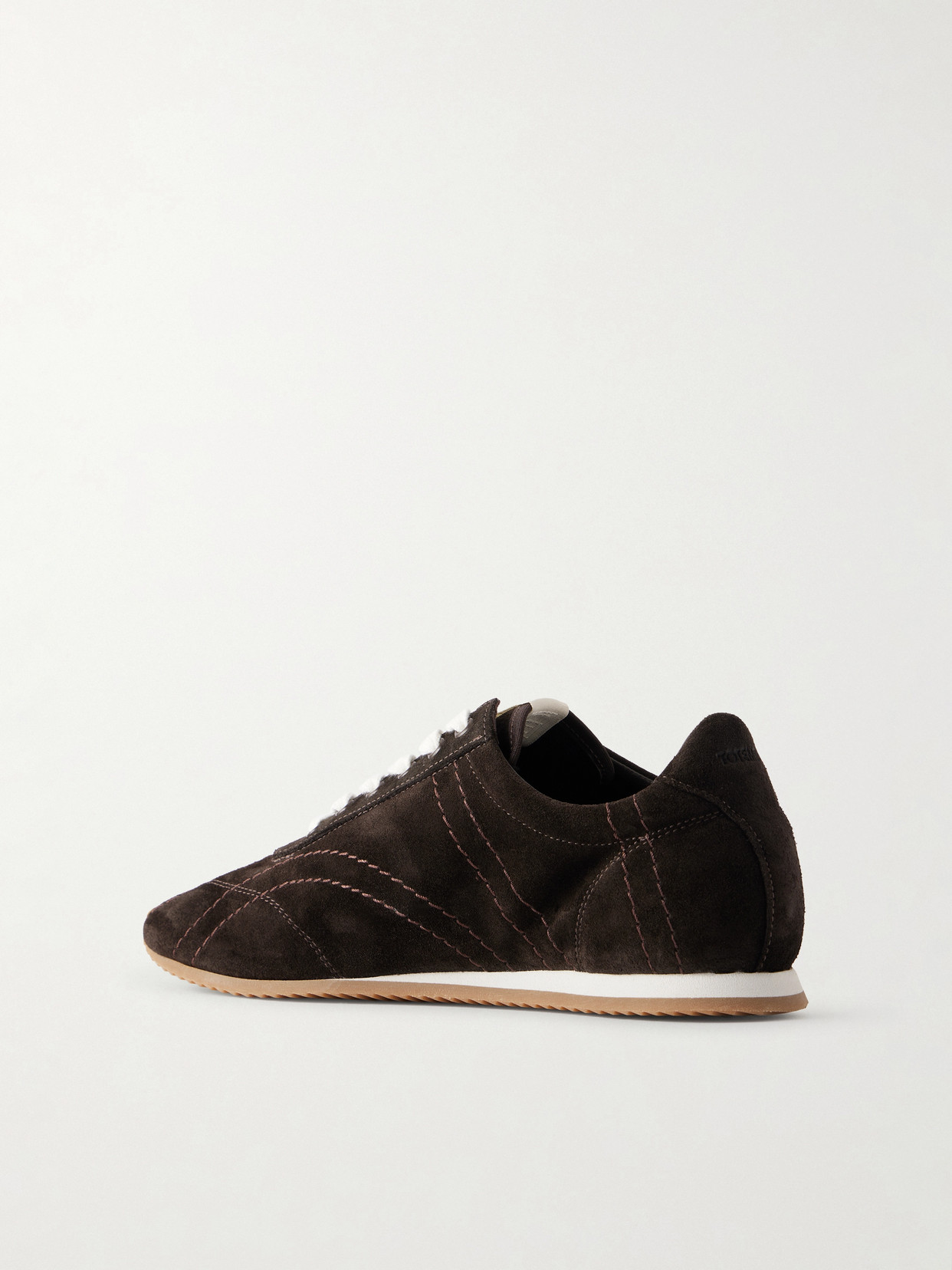 Totême Leather Sneakers Contrast Stitching Low Top Rubber In Black