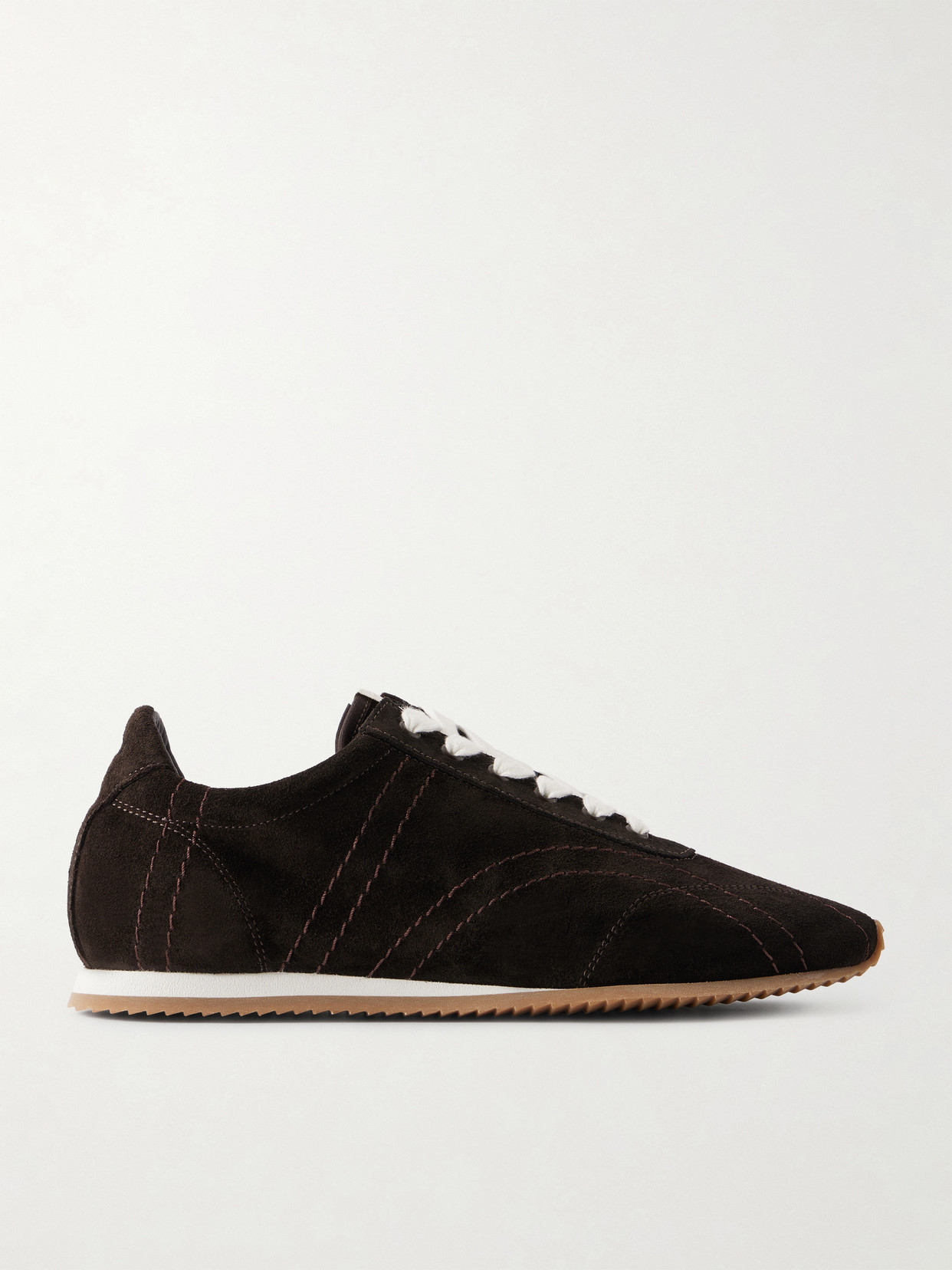 Totême Leather Sneakers Contrast Stitching Low Top Rubber In Black