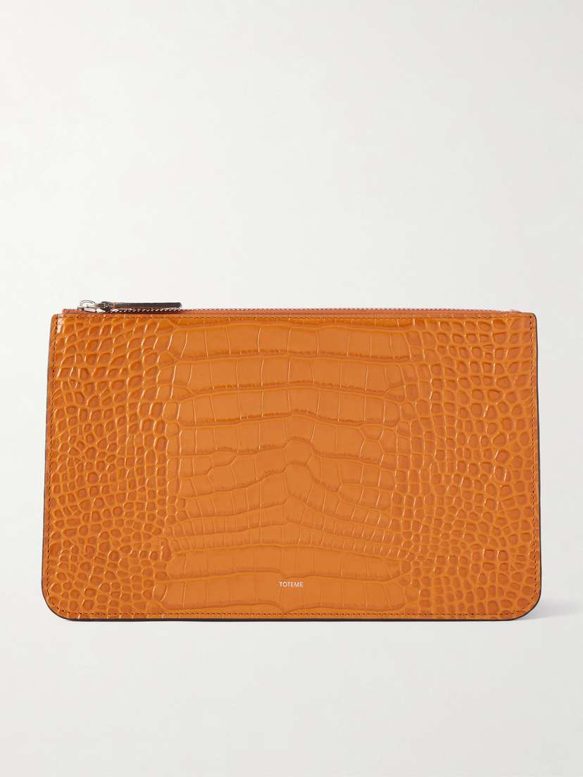 TOTEME Threefold Croc-effect Leather Clutch