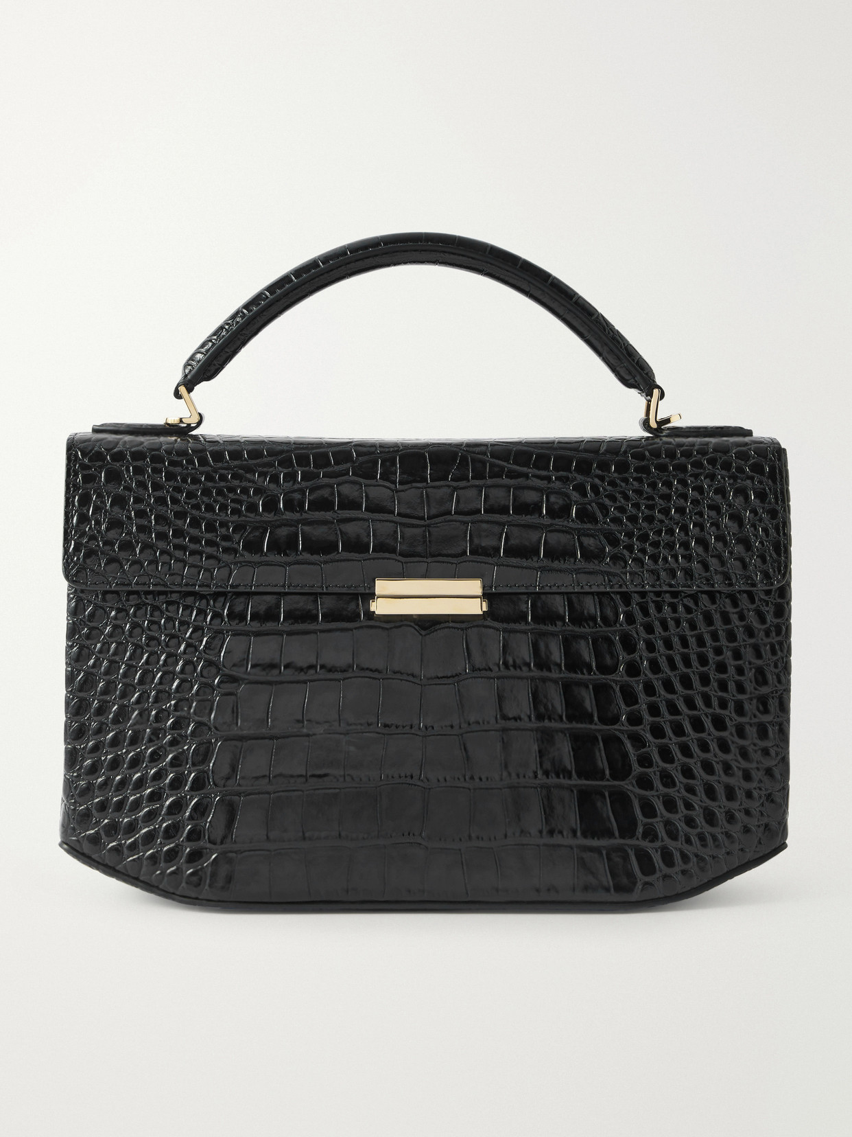 Totême Clip Croc-effect Leather Shoulder Bag In Black