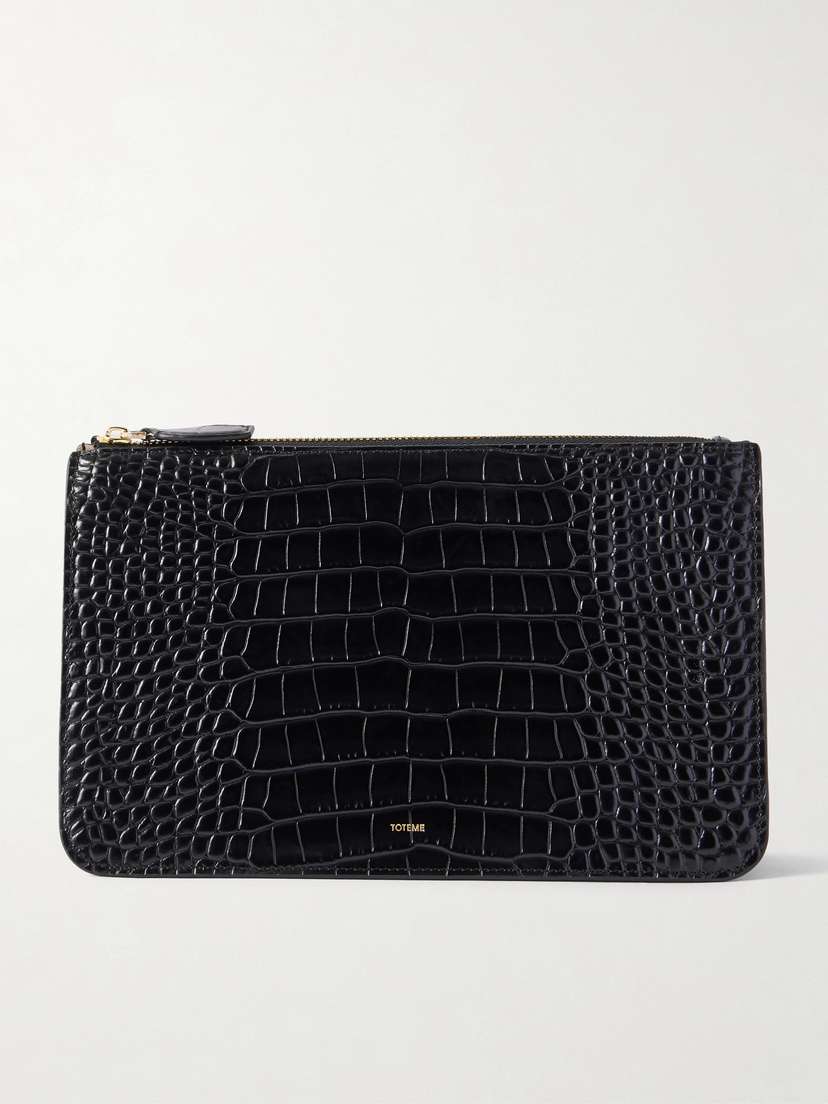 TOTEME Threefold Croc-effect Leather Clutch