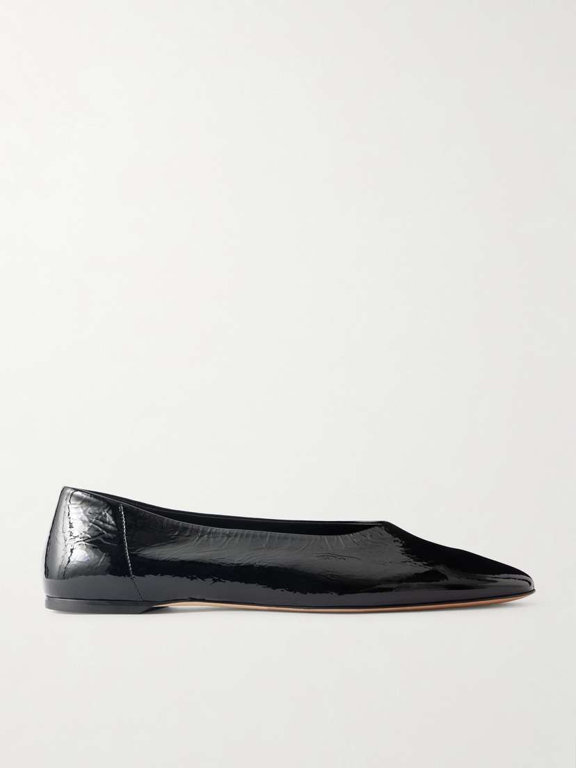 TOTEME Crinkled Patent-leather Ballet Flats