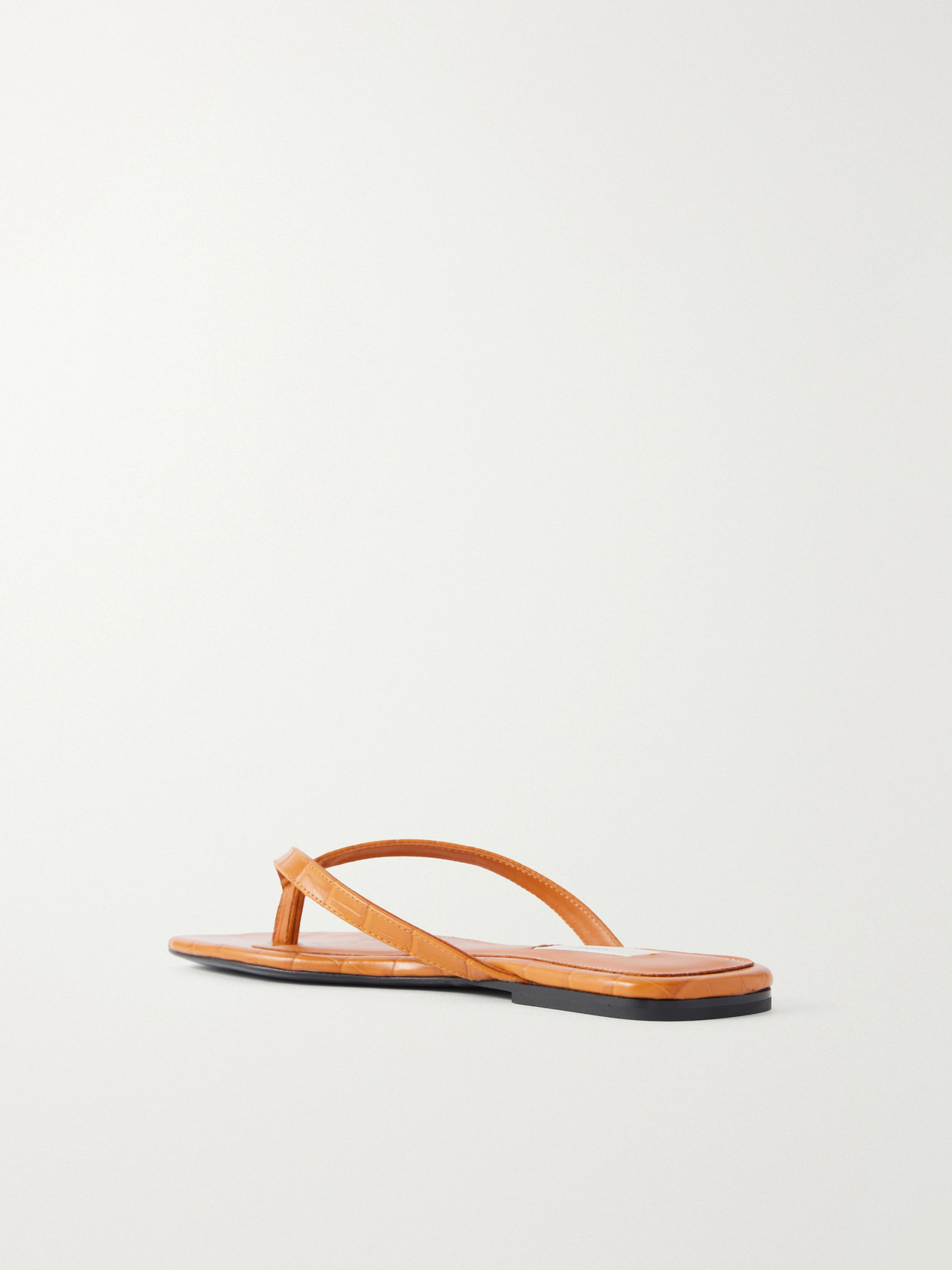 Totême Toteme Crocodile-effect Leather Flip Flops In Orange