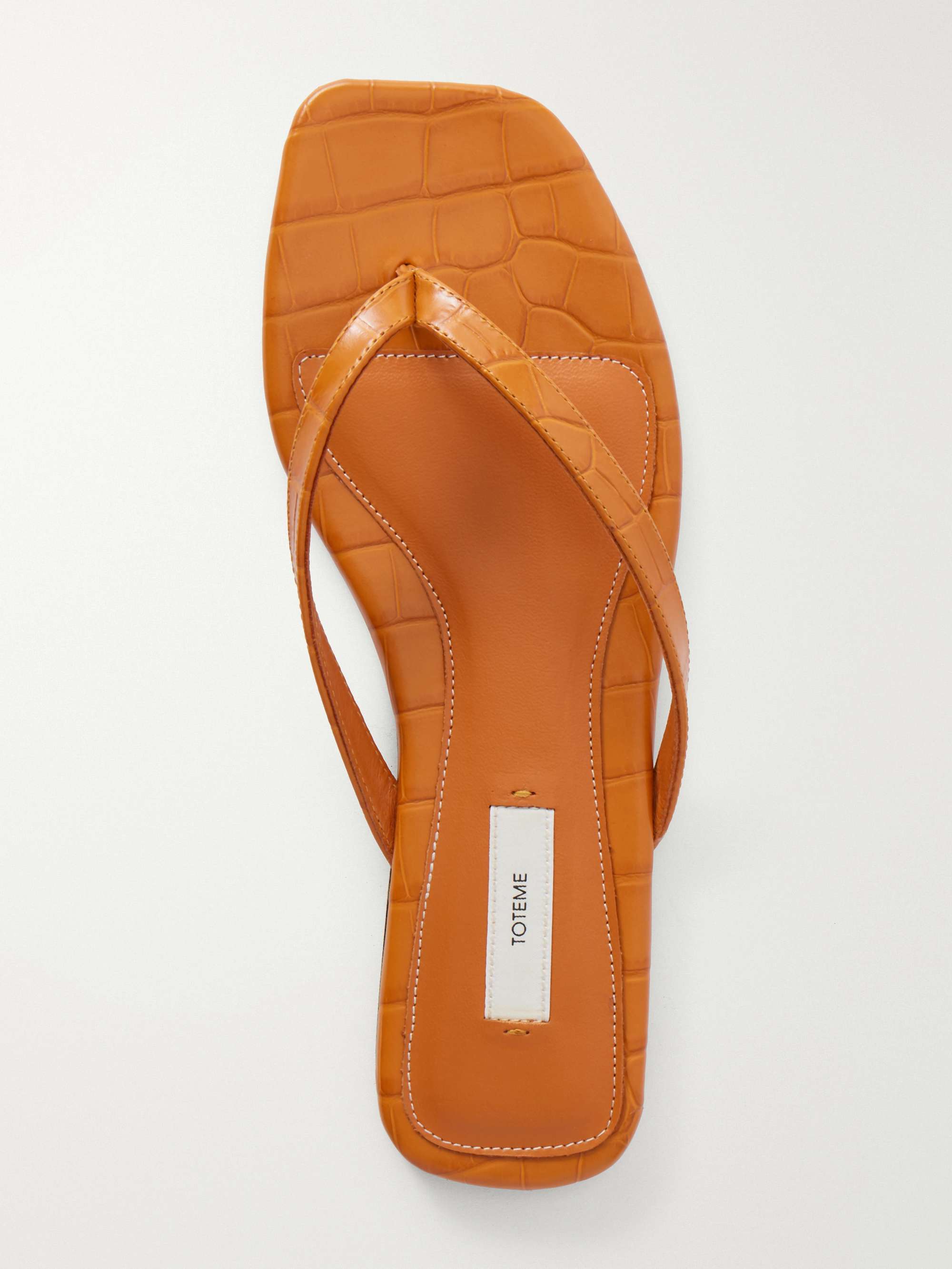 TOTEME Croc-effect leather flip flops | NET-A-PORTER