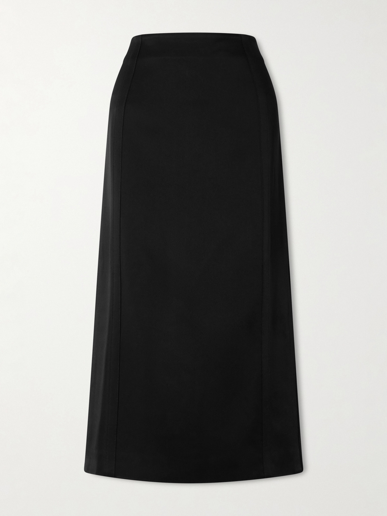 Another Tomorrow Architectural Satin-crepe Midi Skirt In Black