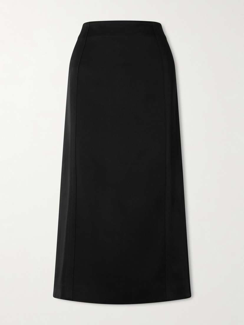 Another Tomorrow Architectural Satin-crepe Midi Skirt