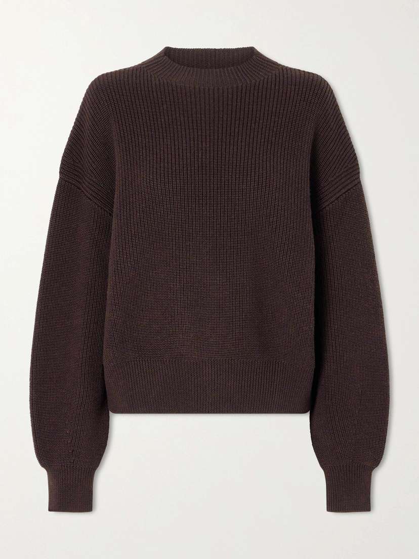 Another Tomorrow Ribbed Merino Wool Sweater