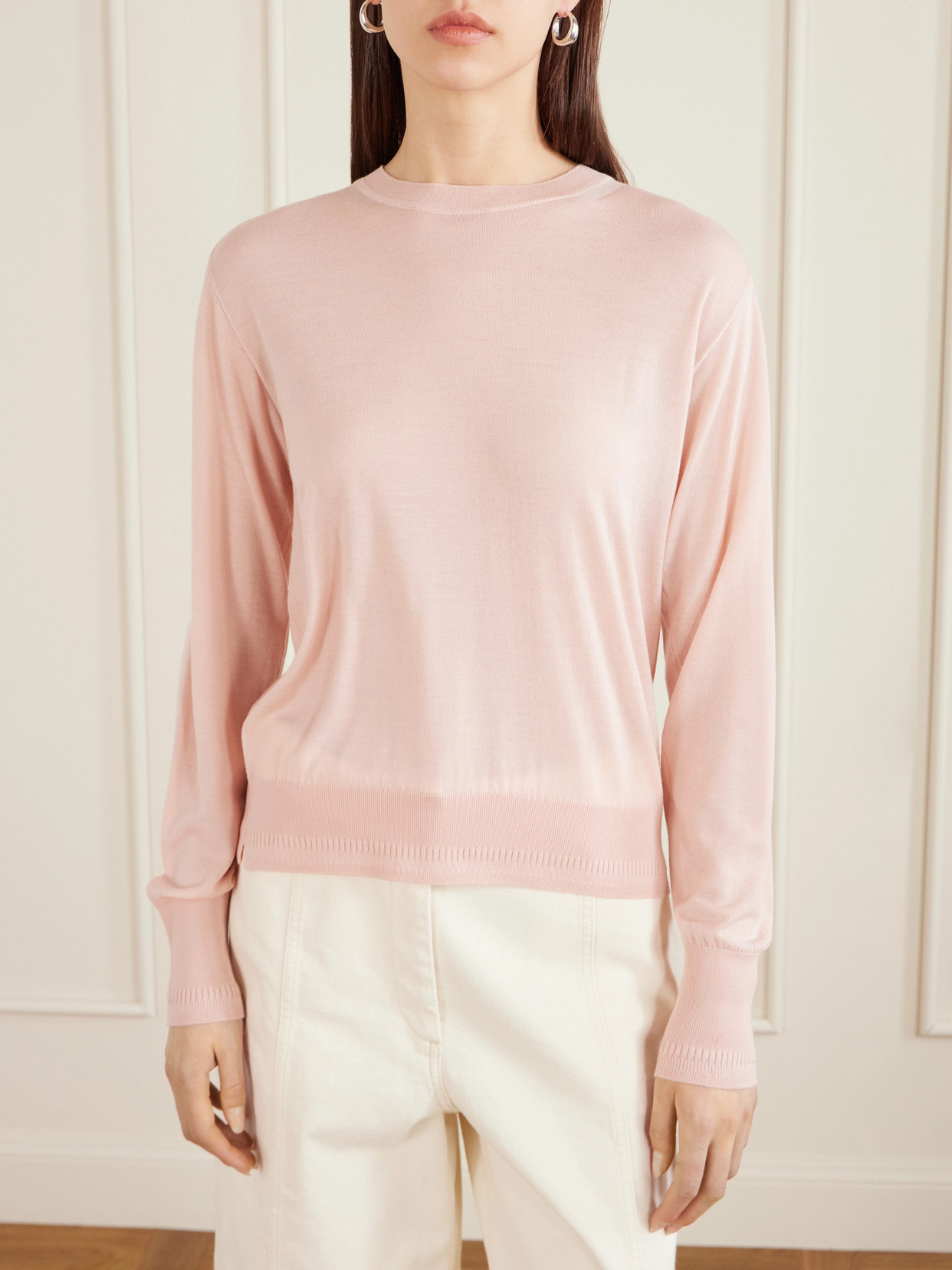 Another Tomorrow Merino Wool Sweater In Multi