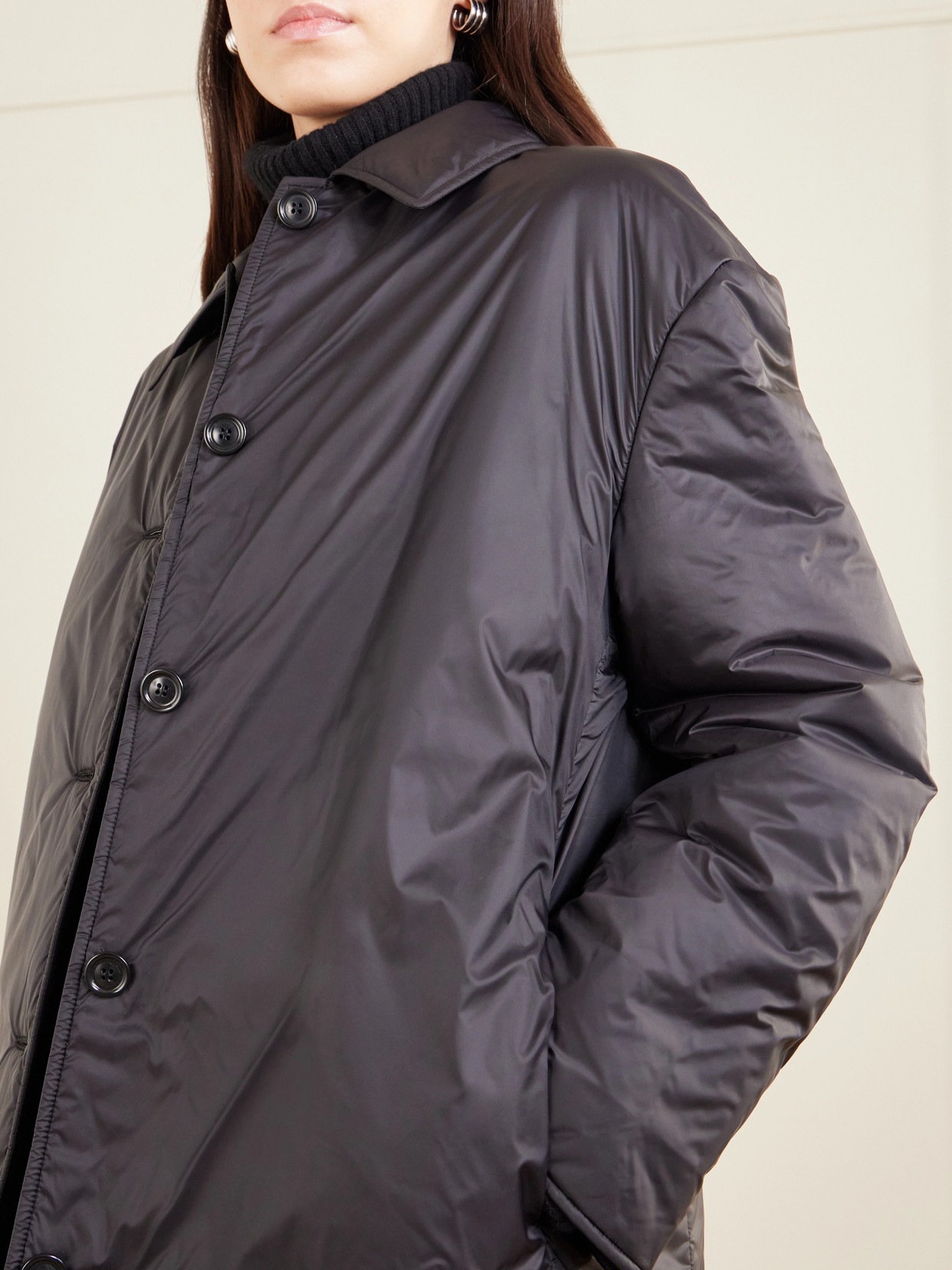 Balmacaan Padded Recycled-Shell Coat