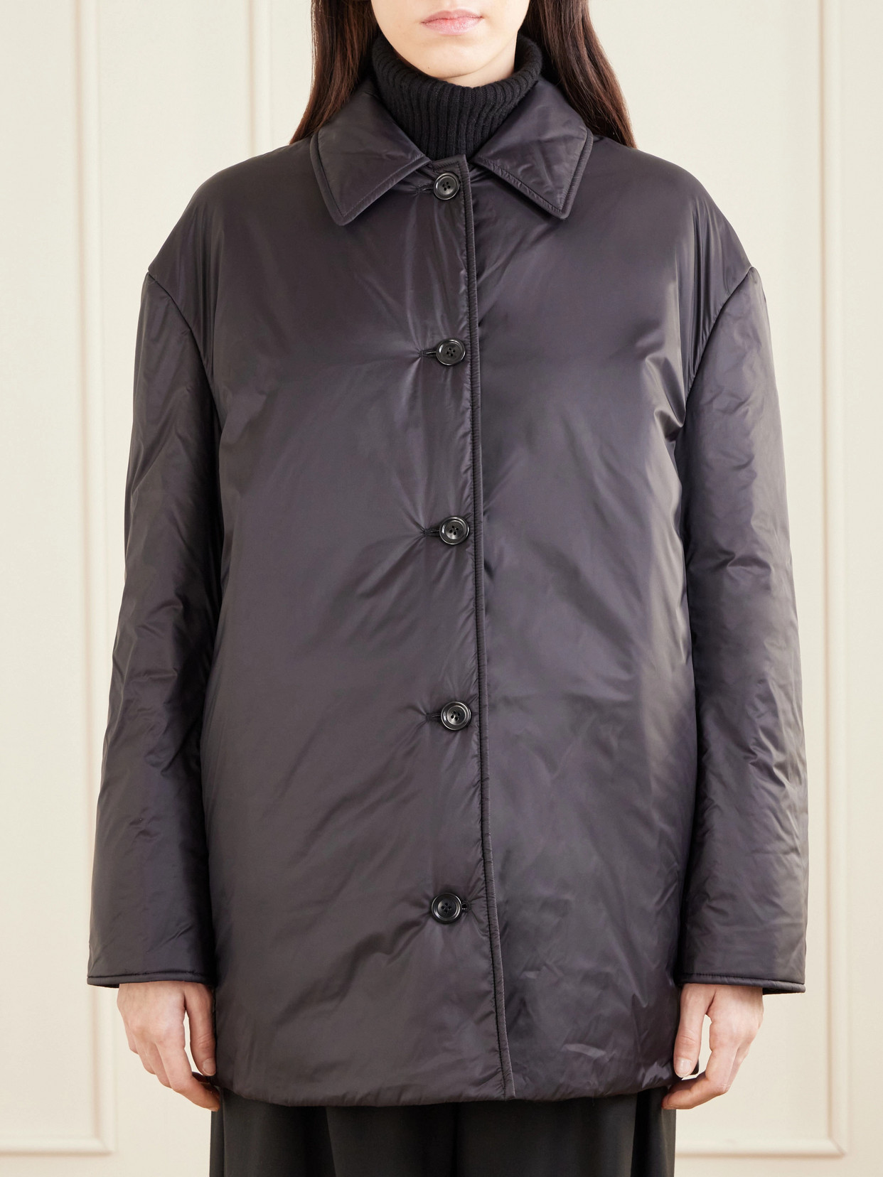 Balmacaan Padded Recycled-Shell Coat