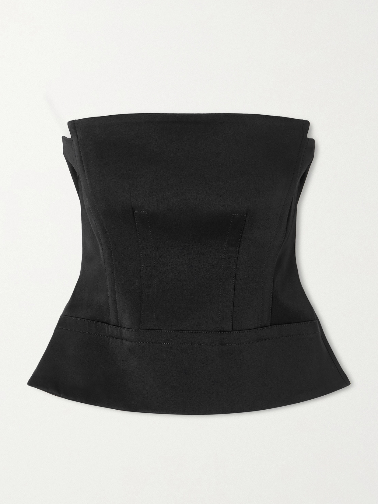 Another Tomorrow Architectural Satin-crepe Bustier Top In Black
