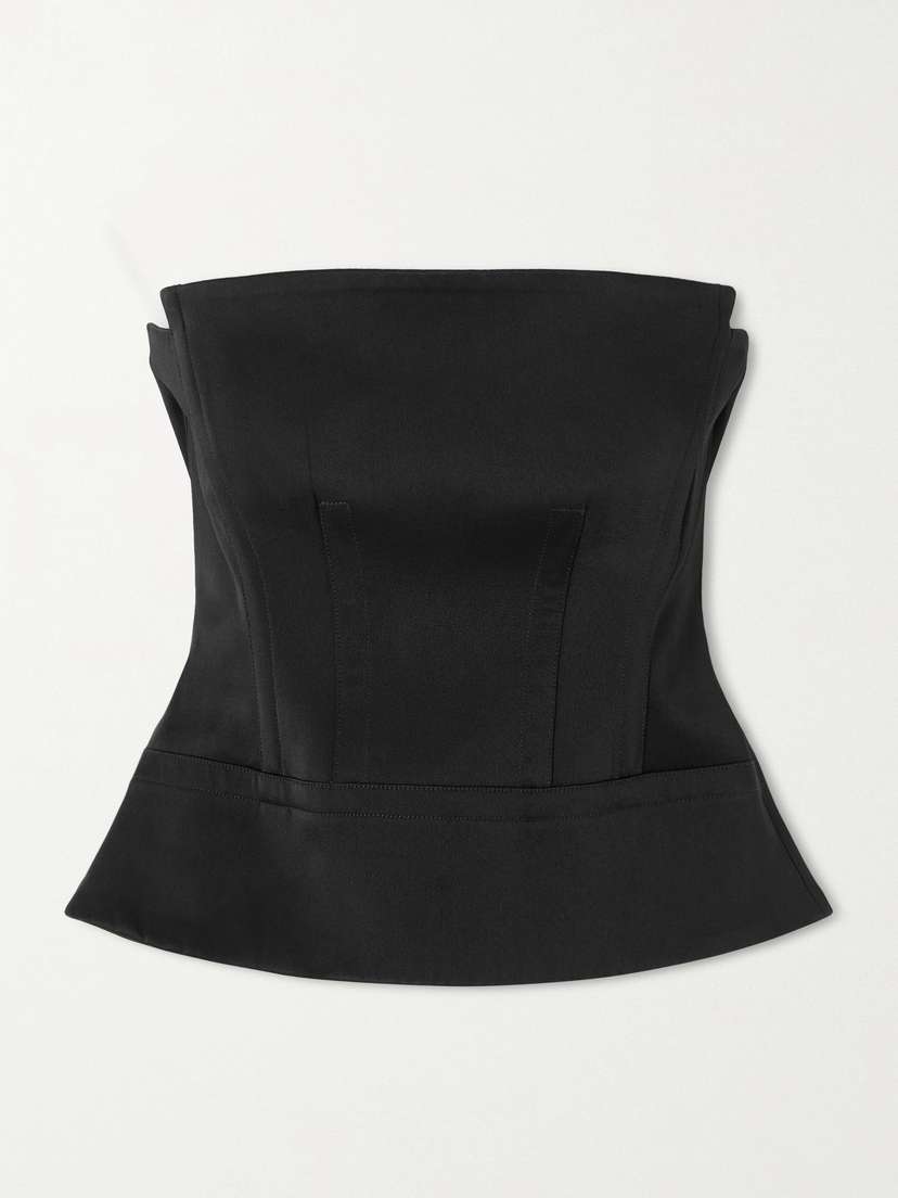 Another Tomorrow Architectural Satin-crepe Bustier Top