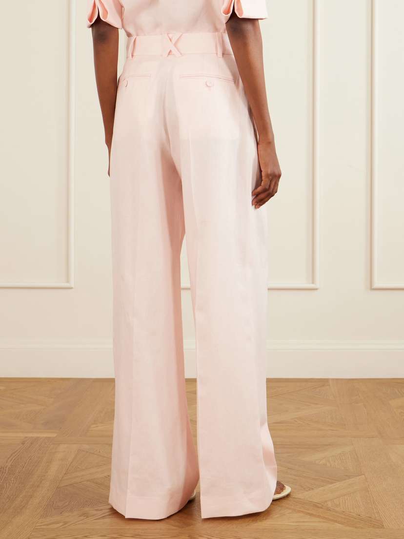 Another Tomorrow Pleated Linen Wide-leg Pants | Thumbnail 4 Another Tomorrow Pleated Linen Wide-leg Pants | Thumbnail 4