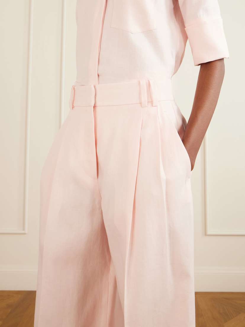Another Tomorrow Pleated Linen Wide-leg Pants | Thumbnail 5 Another Tomorrow Pleated Linen Wide-leg Pants | Thumbnail 5
