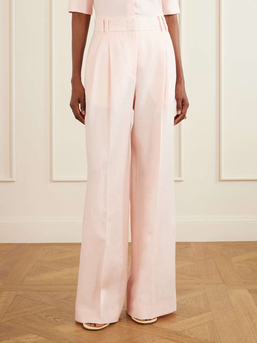 Another Tomorrow Pleated Linen Wide-leg Pants | Thumbnail 3 Another Tomorrow Pleated Linen Wide-leg Pants | Thumbnail 3