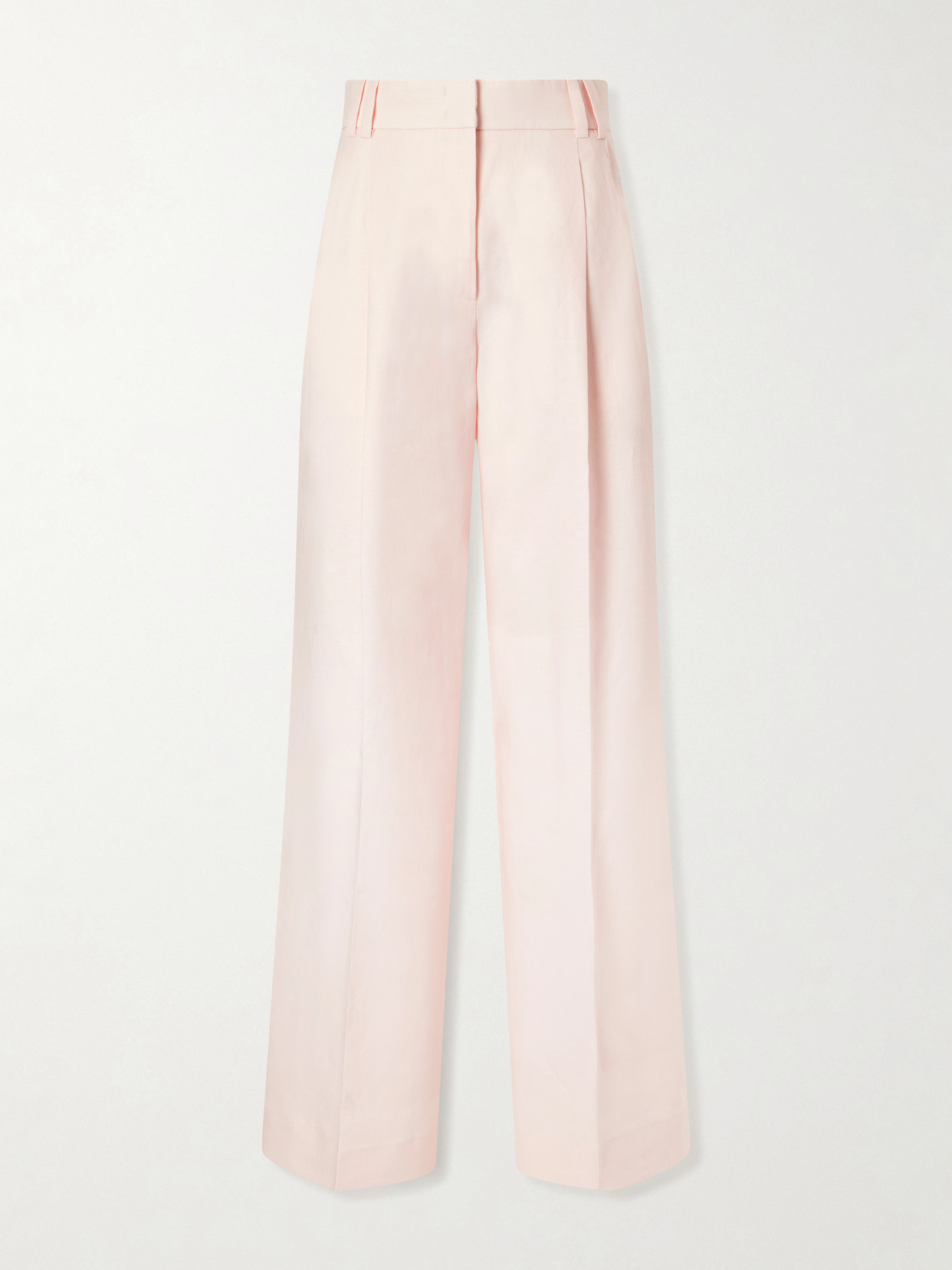 Another Tomorrow Pleated Linen Wide-leg Pants In Pink
