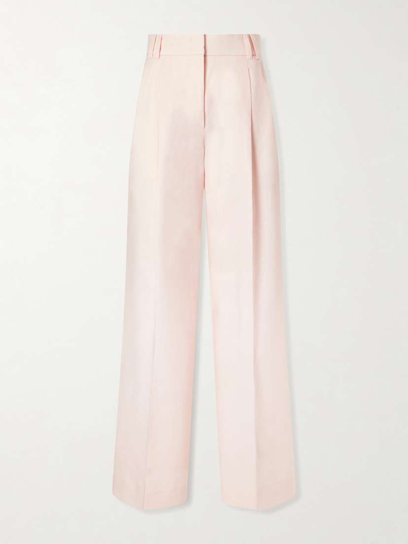 Another Tomorrow Pleated Linen Wide-leg Pants - Women's Clothing
