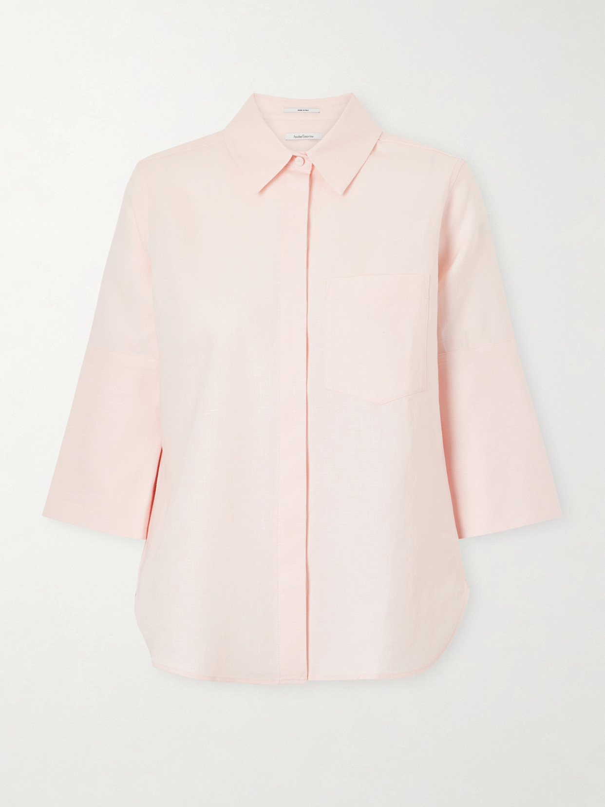 Another Tomorrow Linen-canvas Shirt In Pink