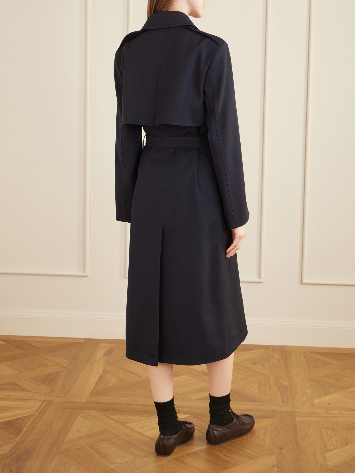 Belted Wool Gabardine Trench Coat
