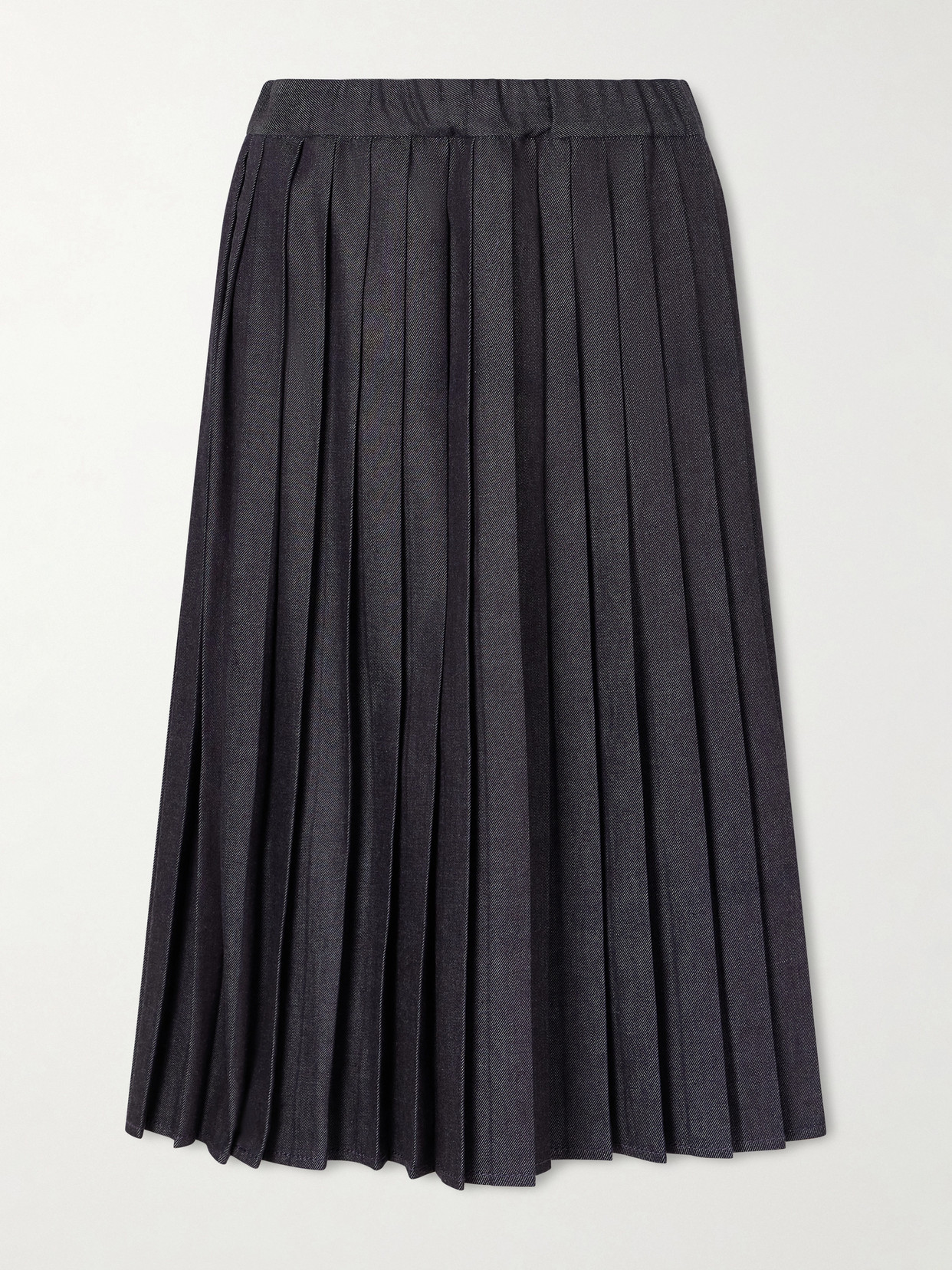 Pleated Denim Midi