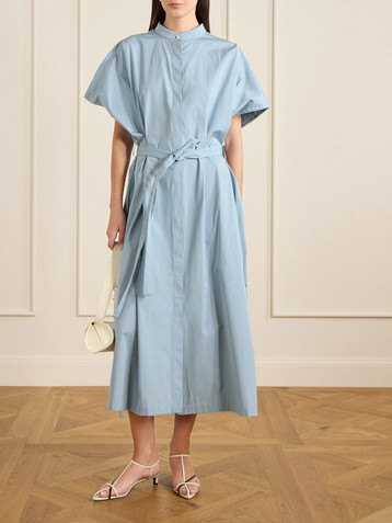 Jil Sander Belted cotton-poplin dress