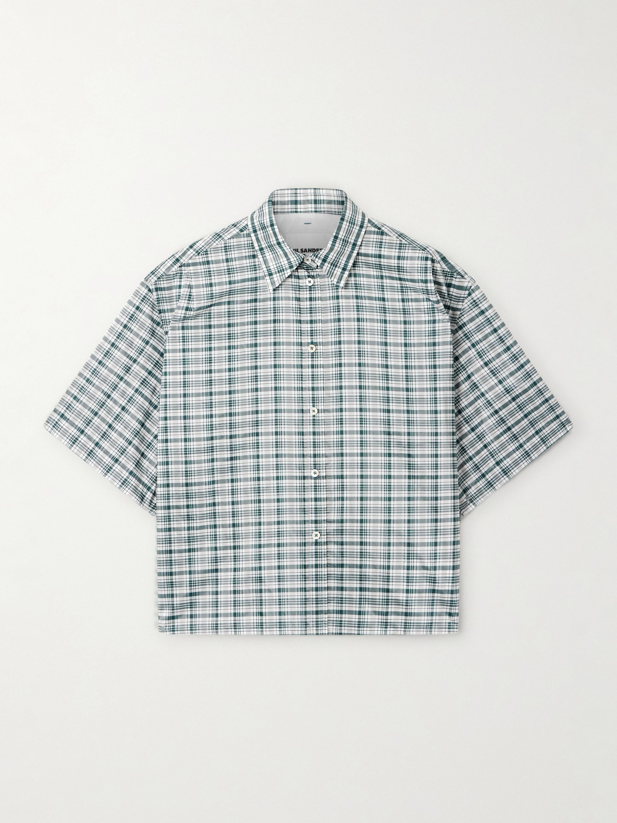 Jil Sander Cropped Checked Silk-blend Shirt In Multi
