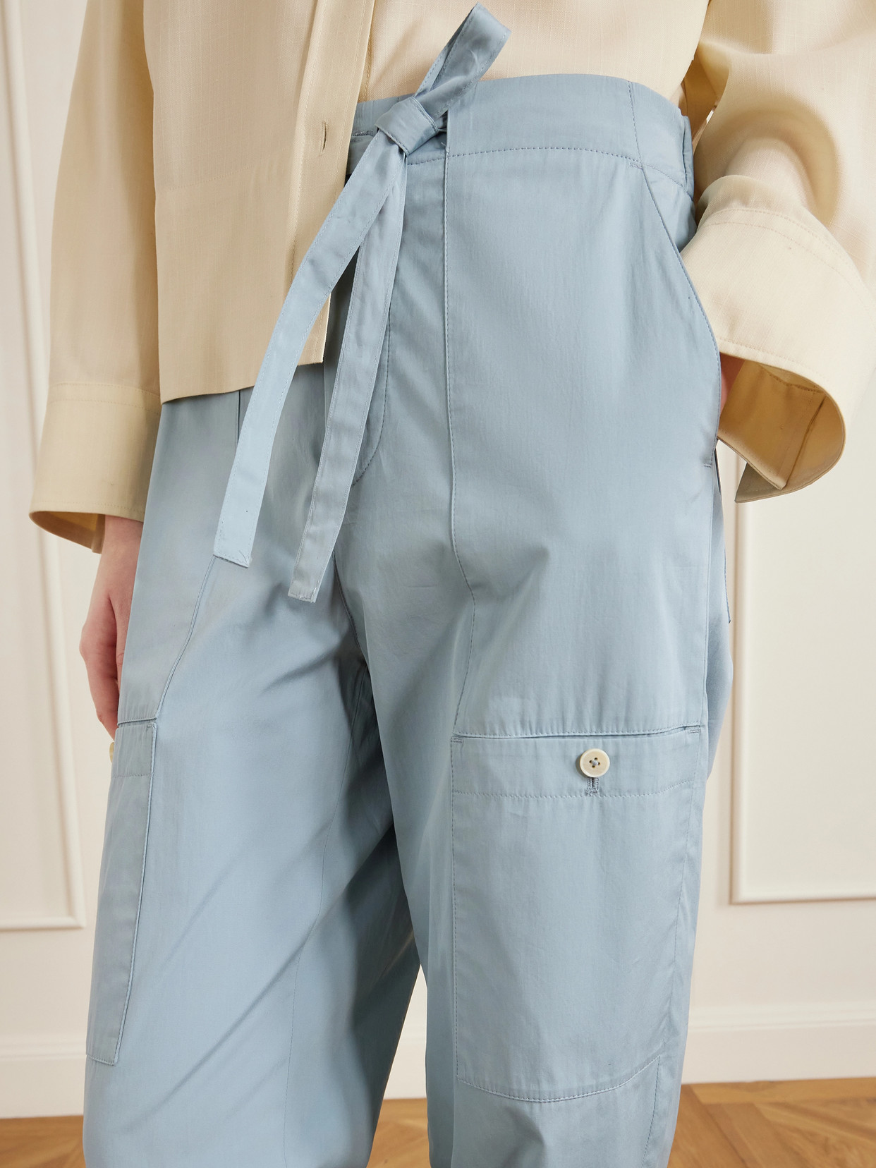 Jil Sander Drawstring Cargo Casual Pants In Blue