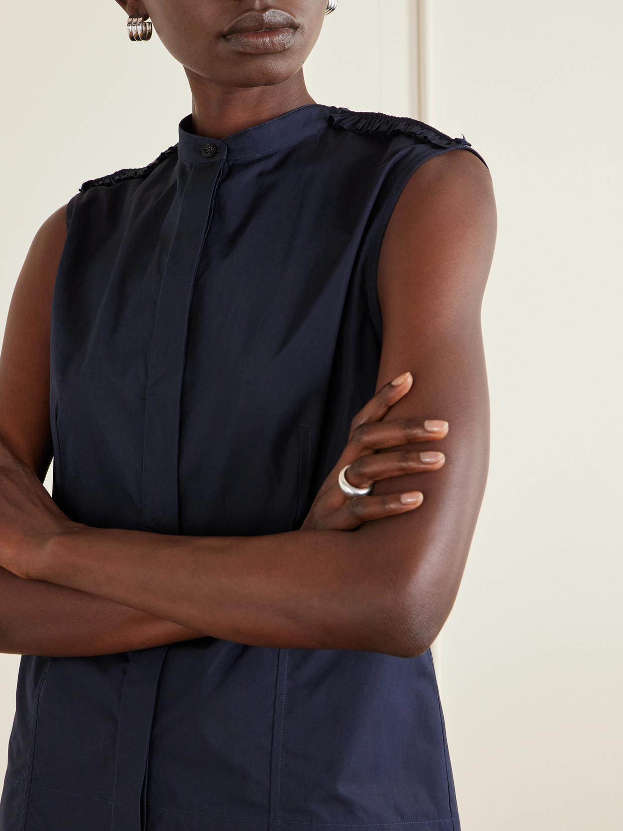 Ruffled Cotton-Poplin Top