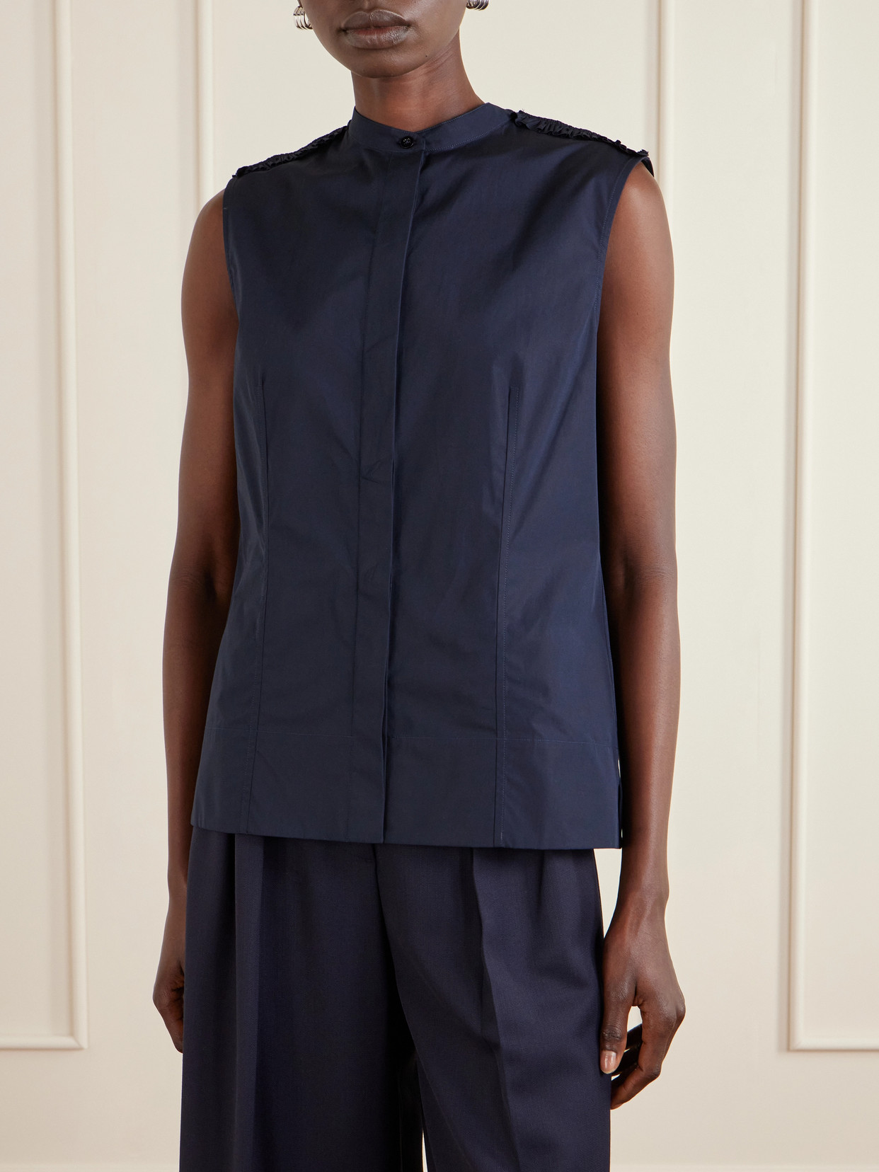 Ruffled Cotton-Poplin Top
