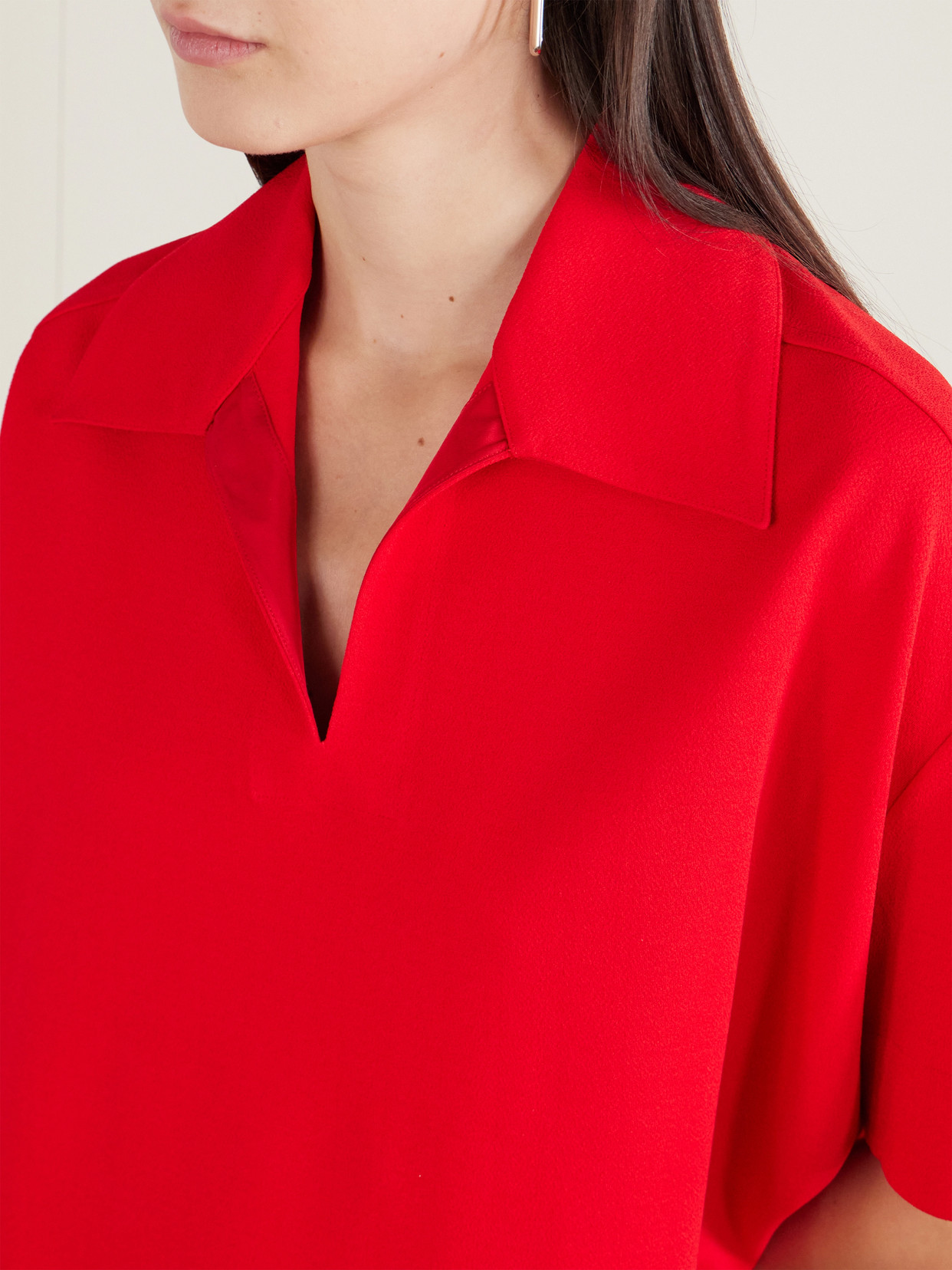 Cropped Crepe Polo
