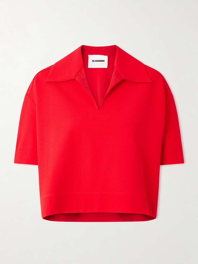 Jil Sander Cropped Crepe Polo Shirt