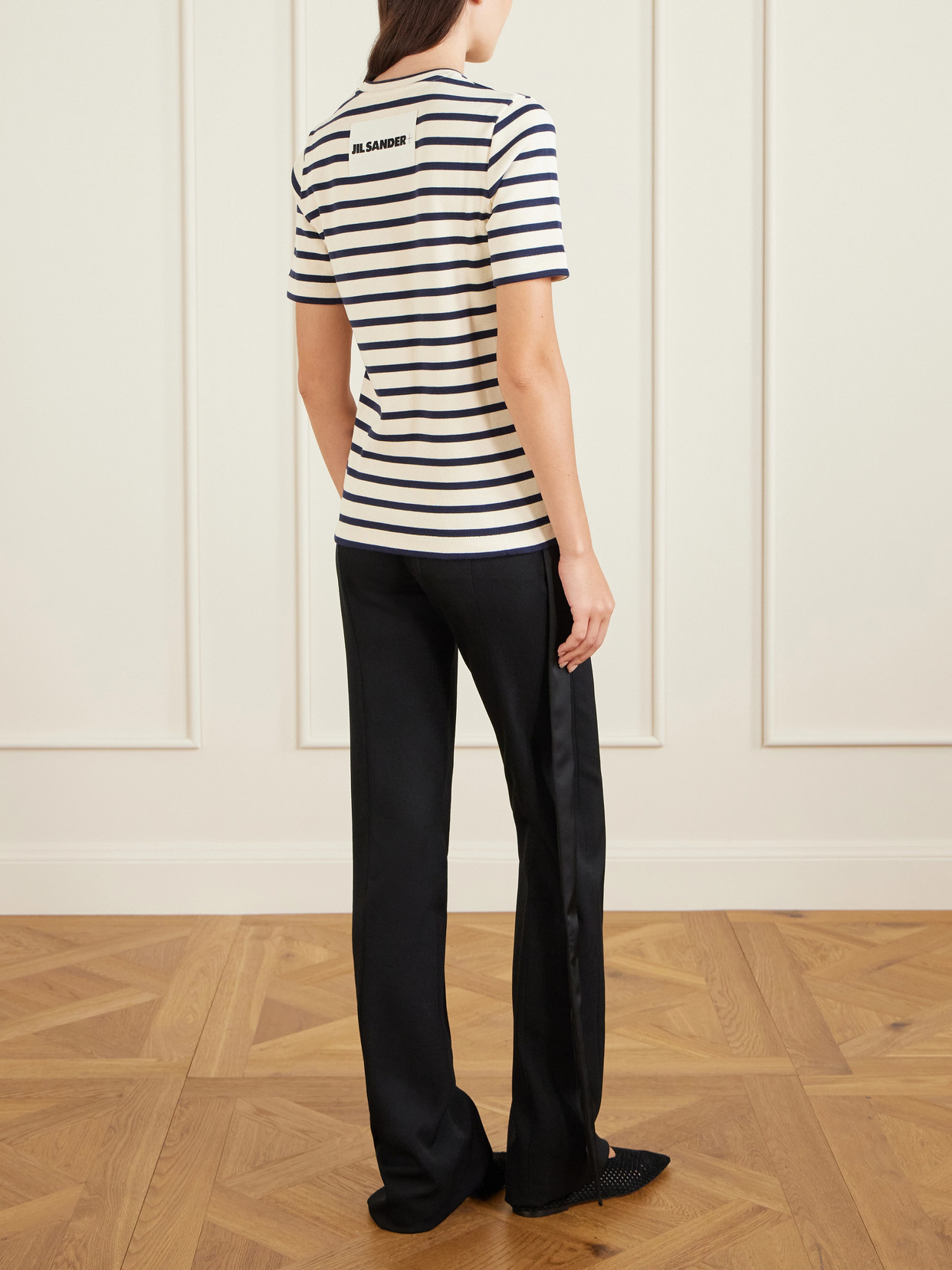 Jil Sander White White Striped Cotton T-shirt In White