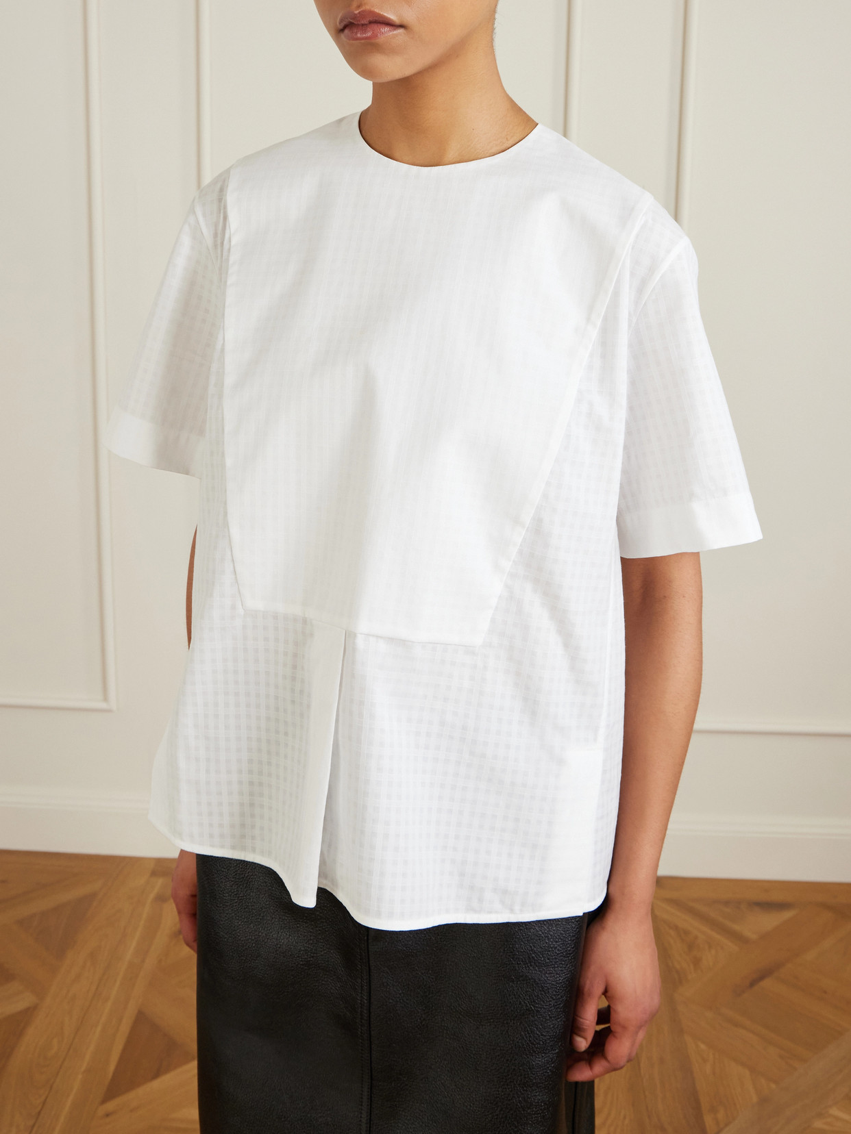 Jil Sander Checked Cotton T-shirt In White