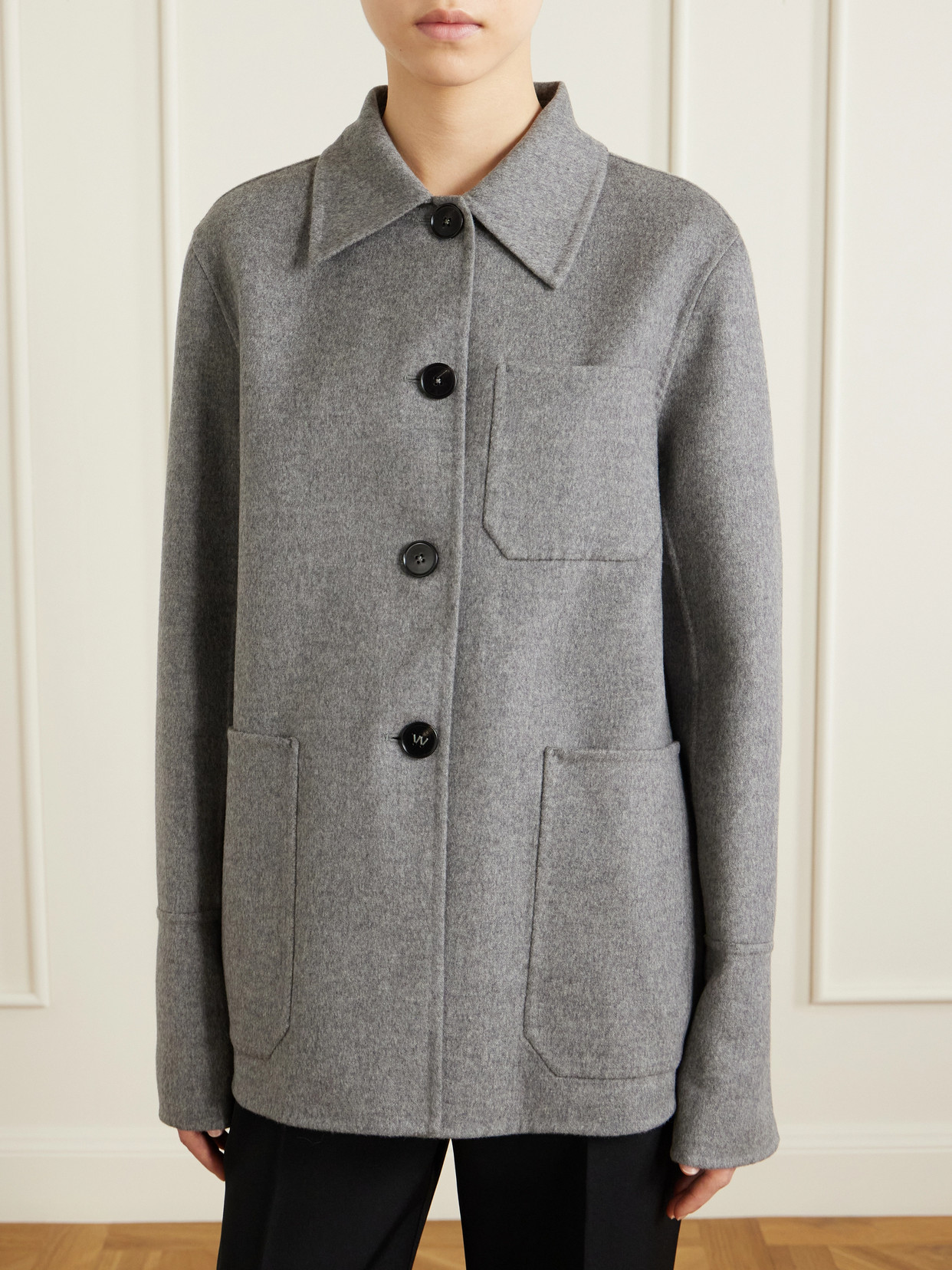Jil Sander Cashmere-felt Jacket In Gray